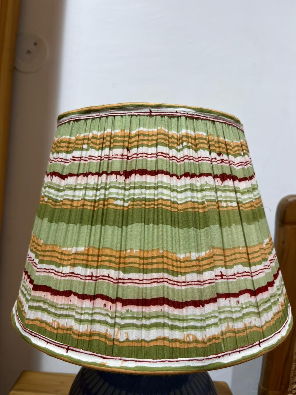 Block Printed Pleated Lamp Shade - Earth line
