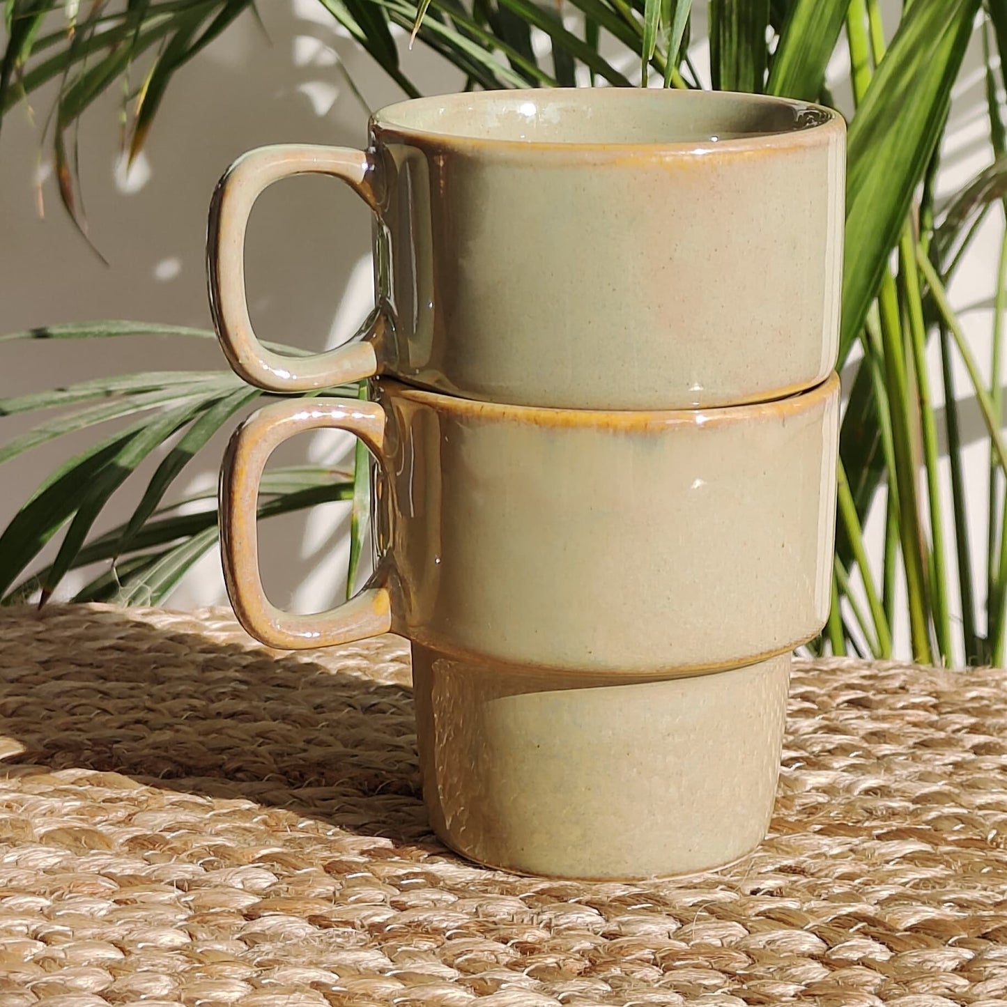 Stackable Porcelain Tea cup (Mint) Set of 2