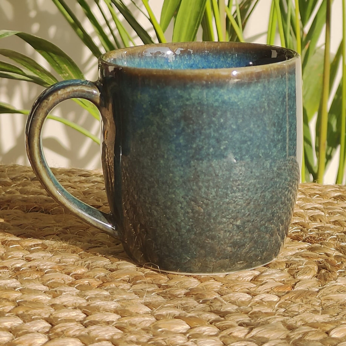 Rozana Porcelain Tea Mugs (Teal) Set of 2