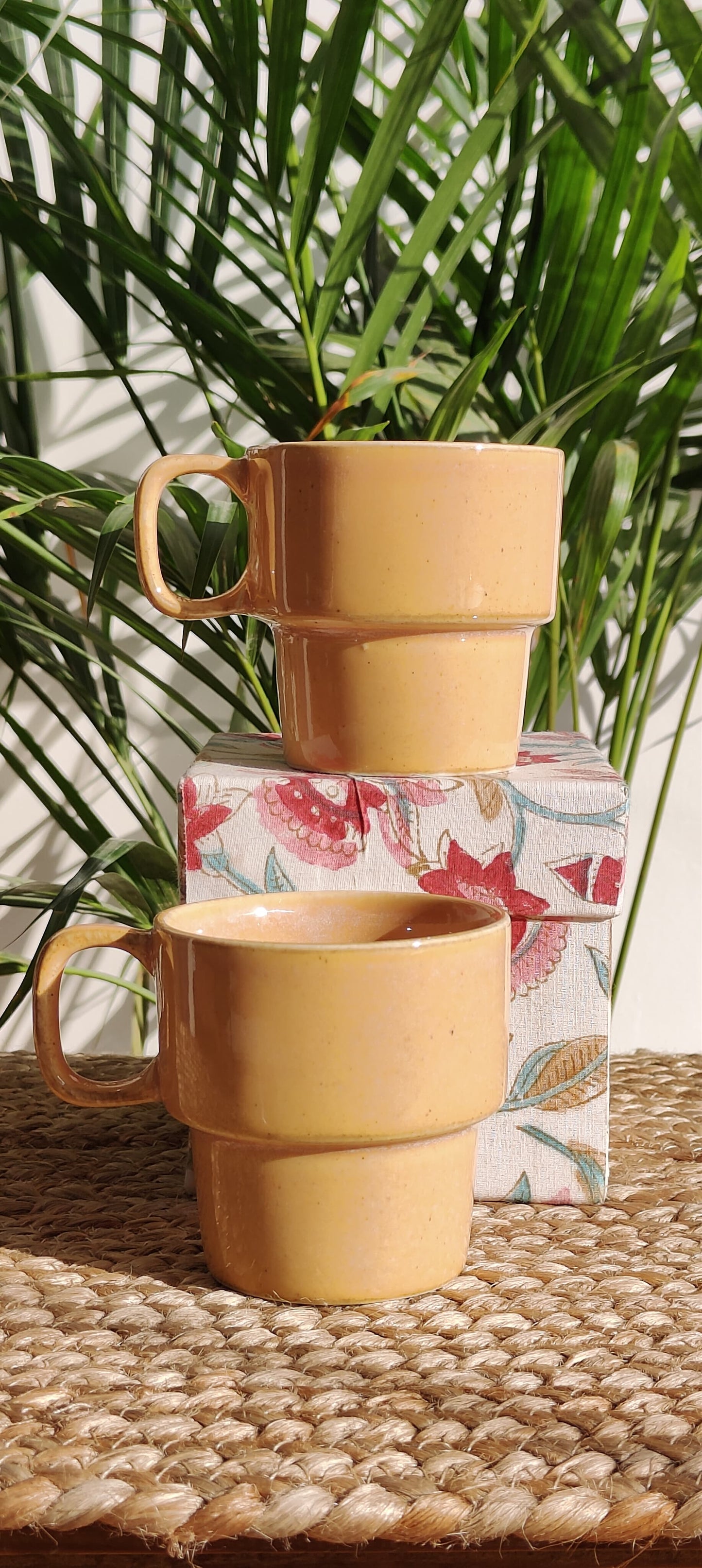 Stackable Porcelain Tea Cup (Peach) set of 4