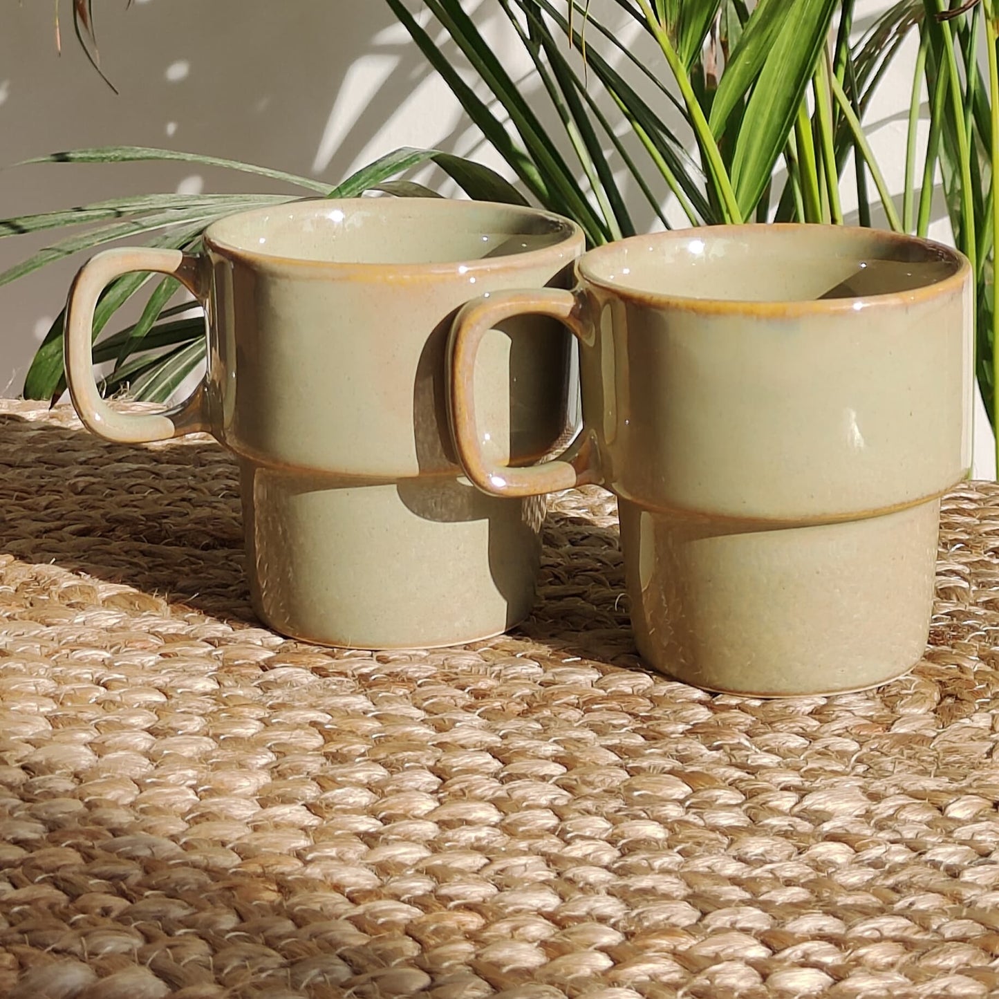 Stackable Porcelain Tea cup (Mint) Set of 2