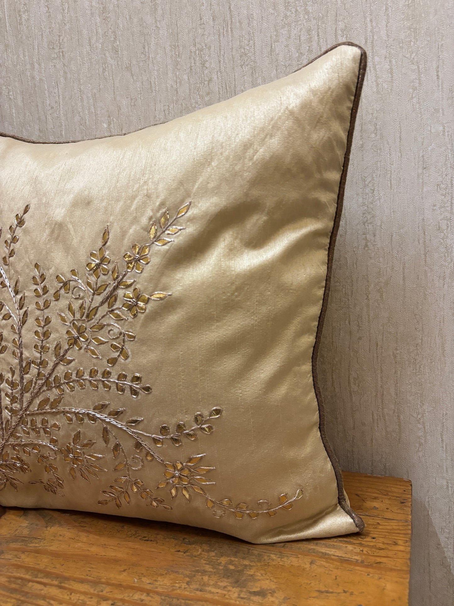 Golden Gota Patti Cushion Cover