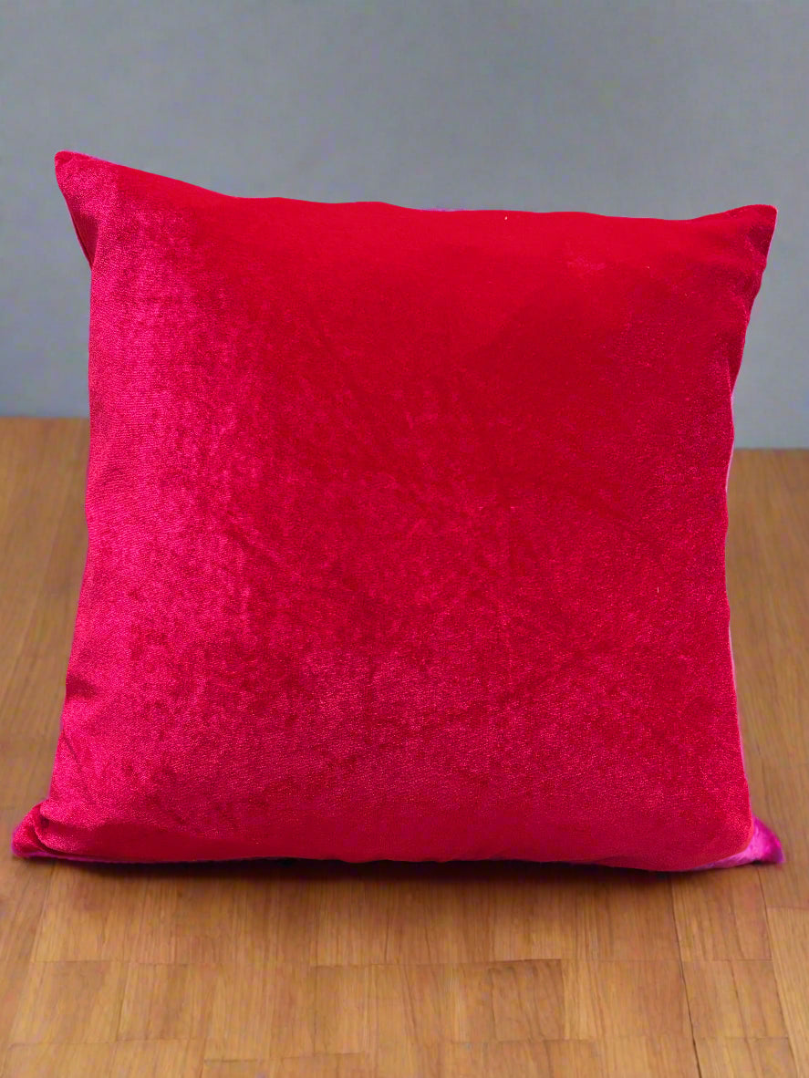 RED VELVET GOTA PATTI BUTTA CUSHION COVER