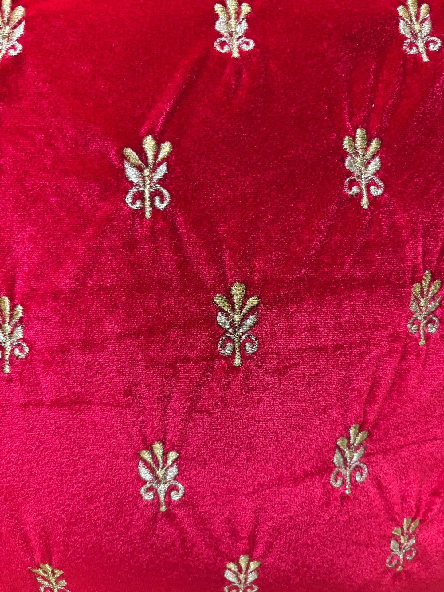 RED VELVET GOTA PATTI BUTTA CUSHION COVER