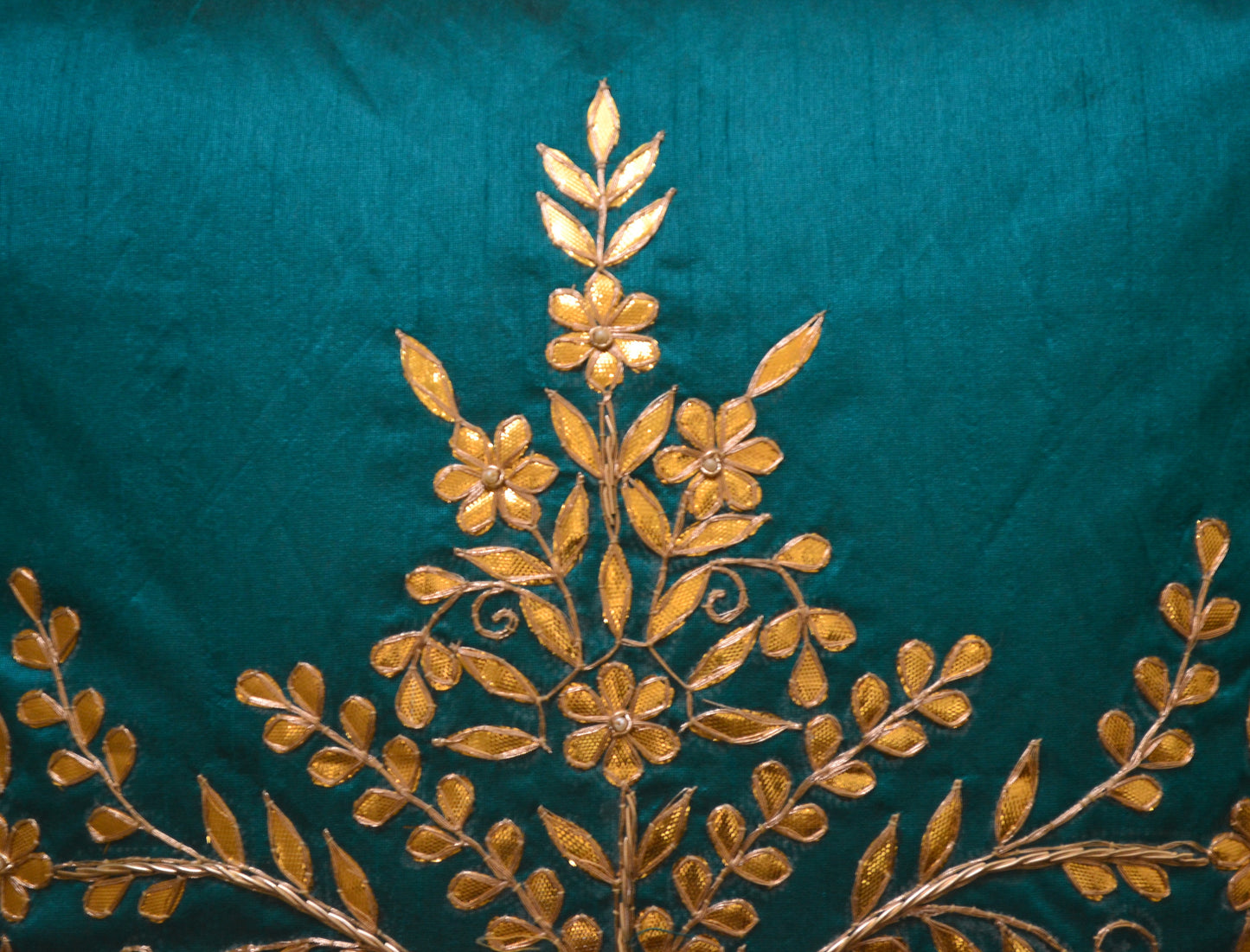 Green Gota Patti Cushion Cover
