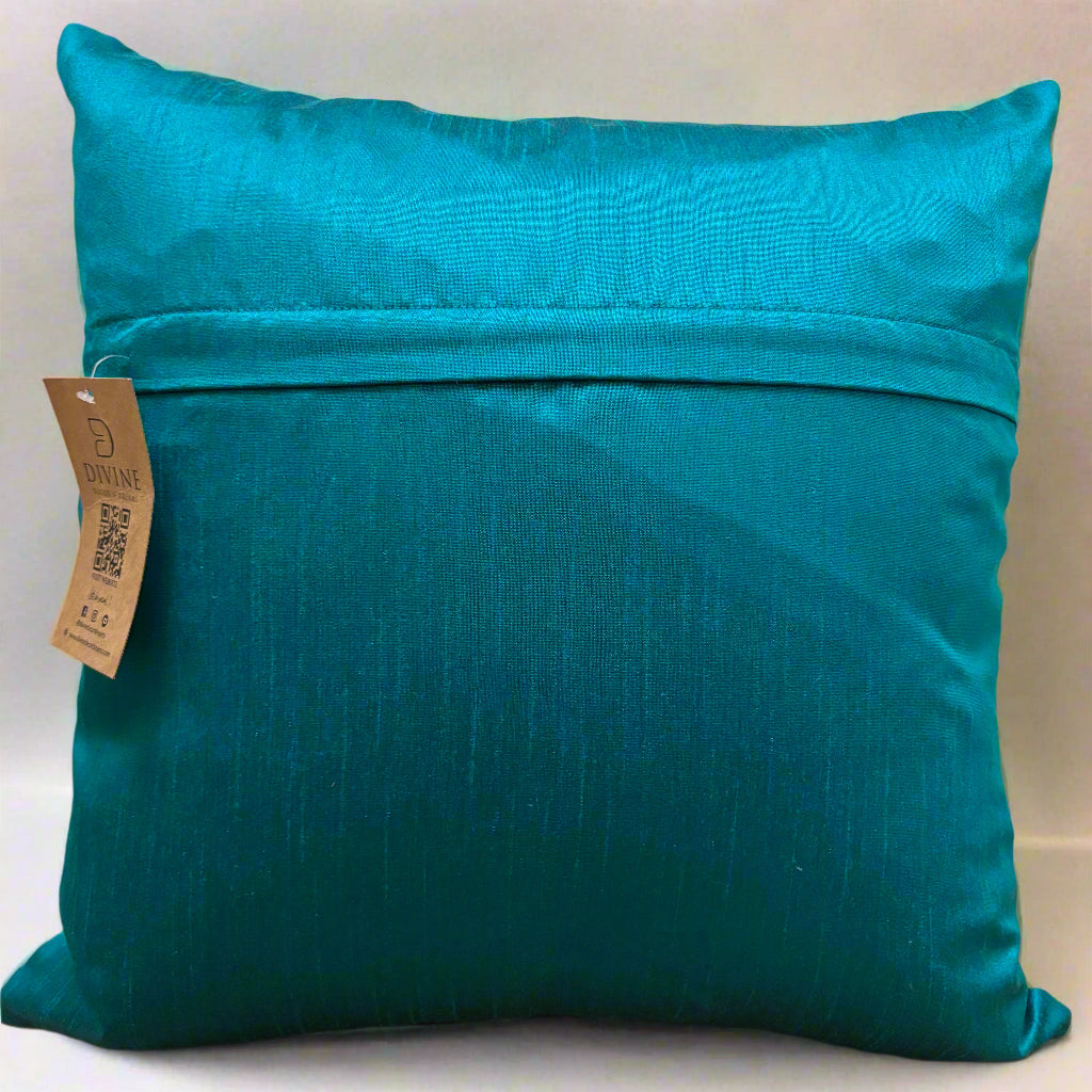 Peacock Blue Jaal Gota Patti Cushion Cover