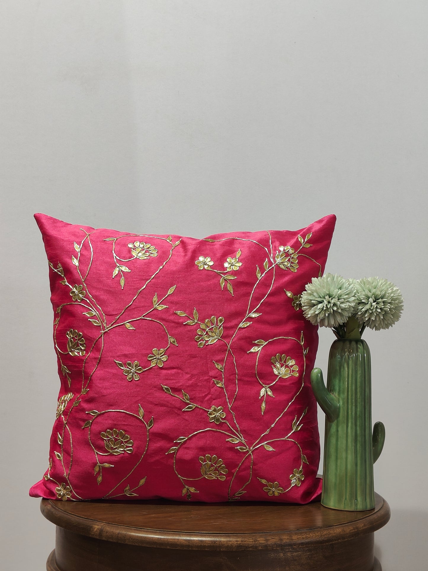 Pink Jaal Gota Patti Cushion Cover