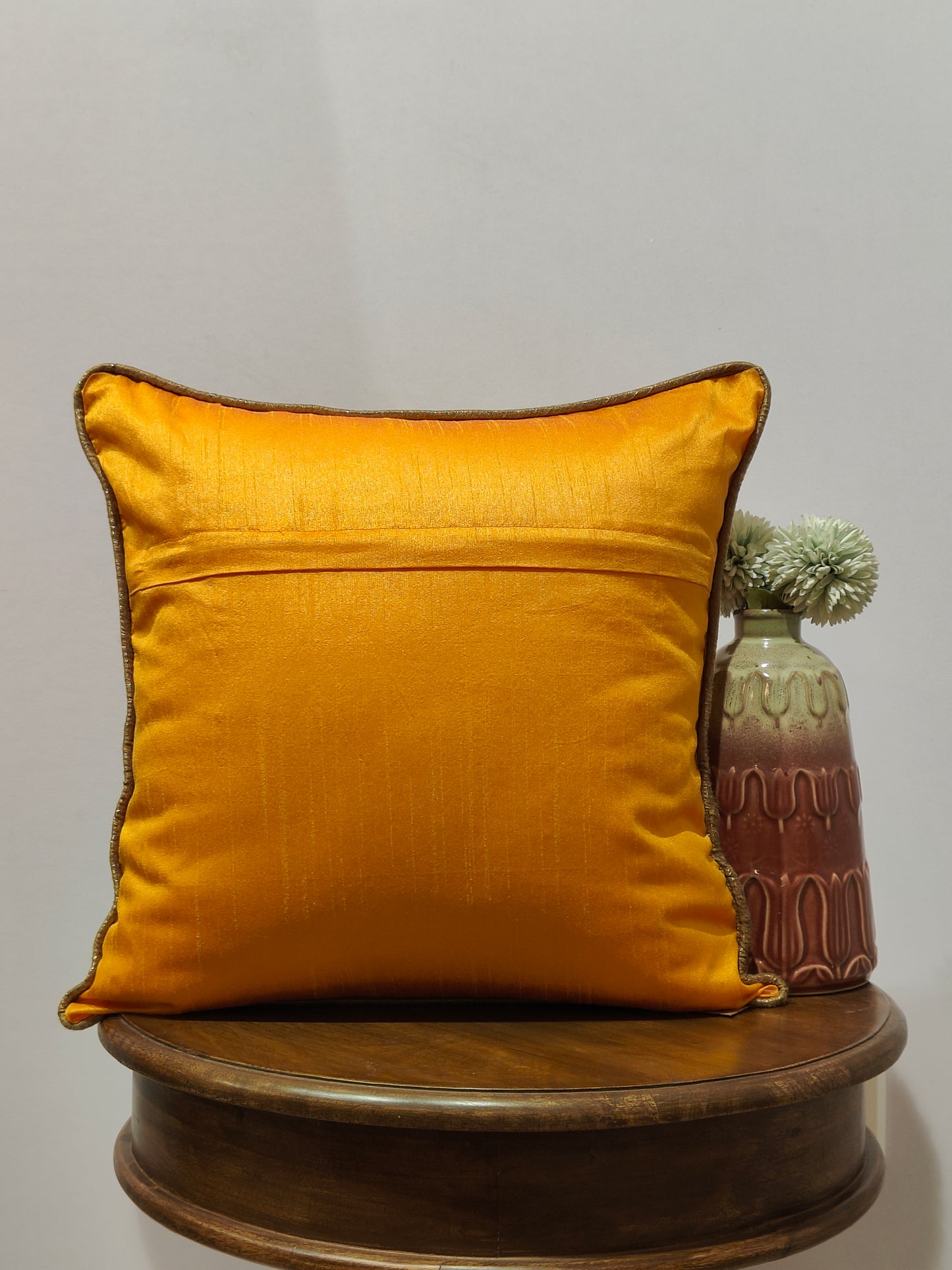 Yellow Jaal Gota Patti Cushion Cover