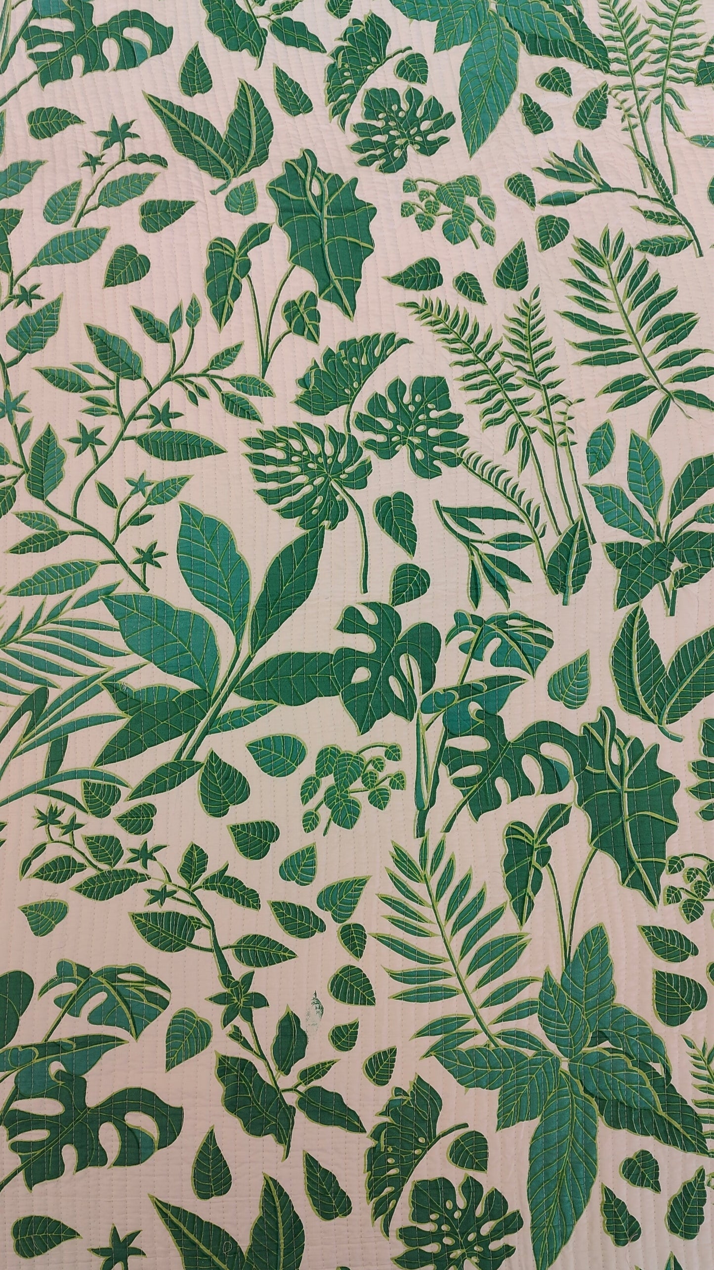 Quilted Blockprinted Reversible Bedcover - Flora