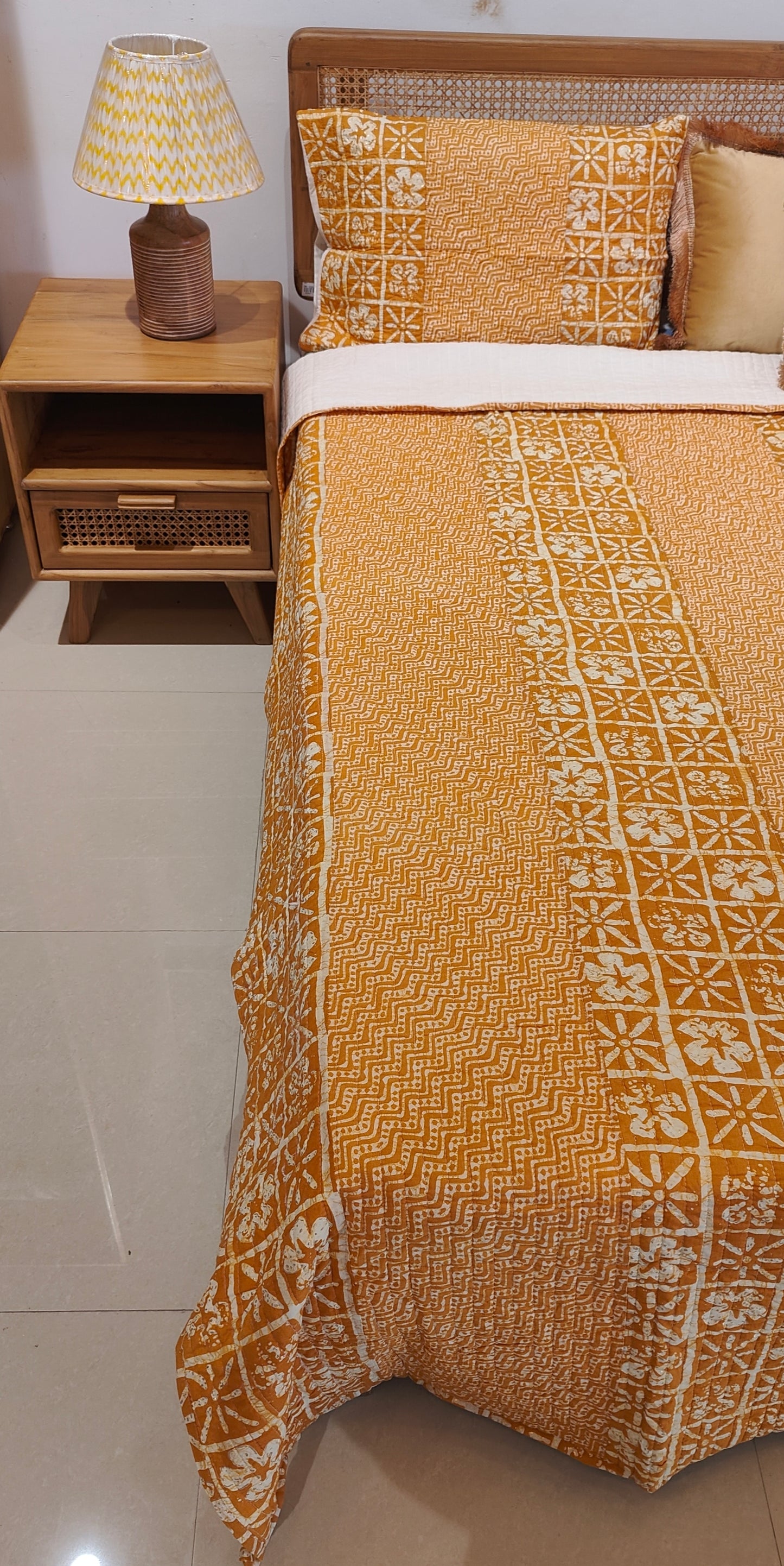 Quilted Blockprinted Bedcover - Moraccan