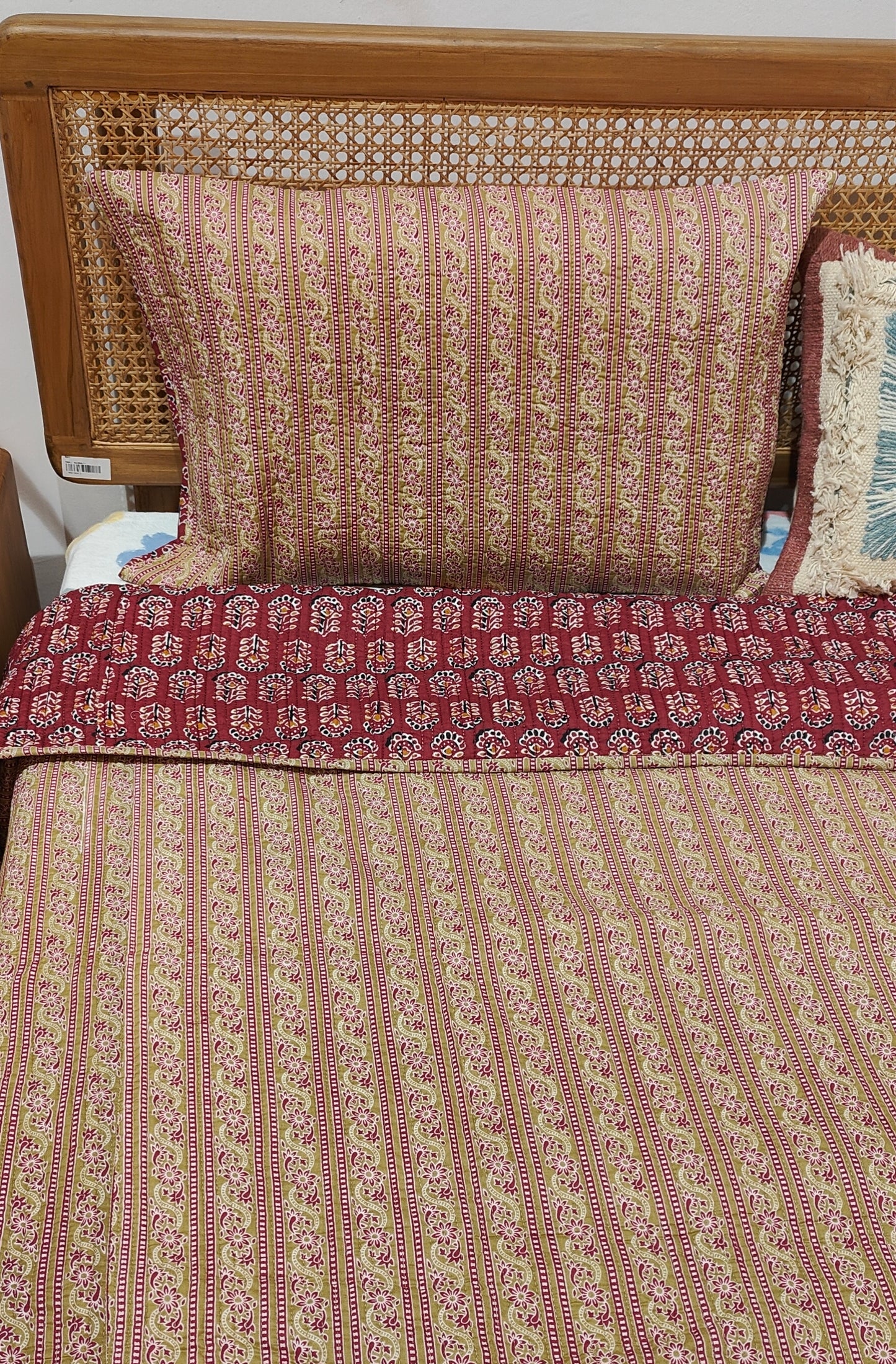 Quilted Blockprinted Reversible Bedcover - Vana (Set of 3)