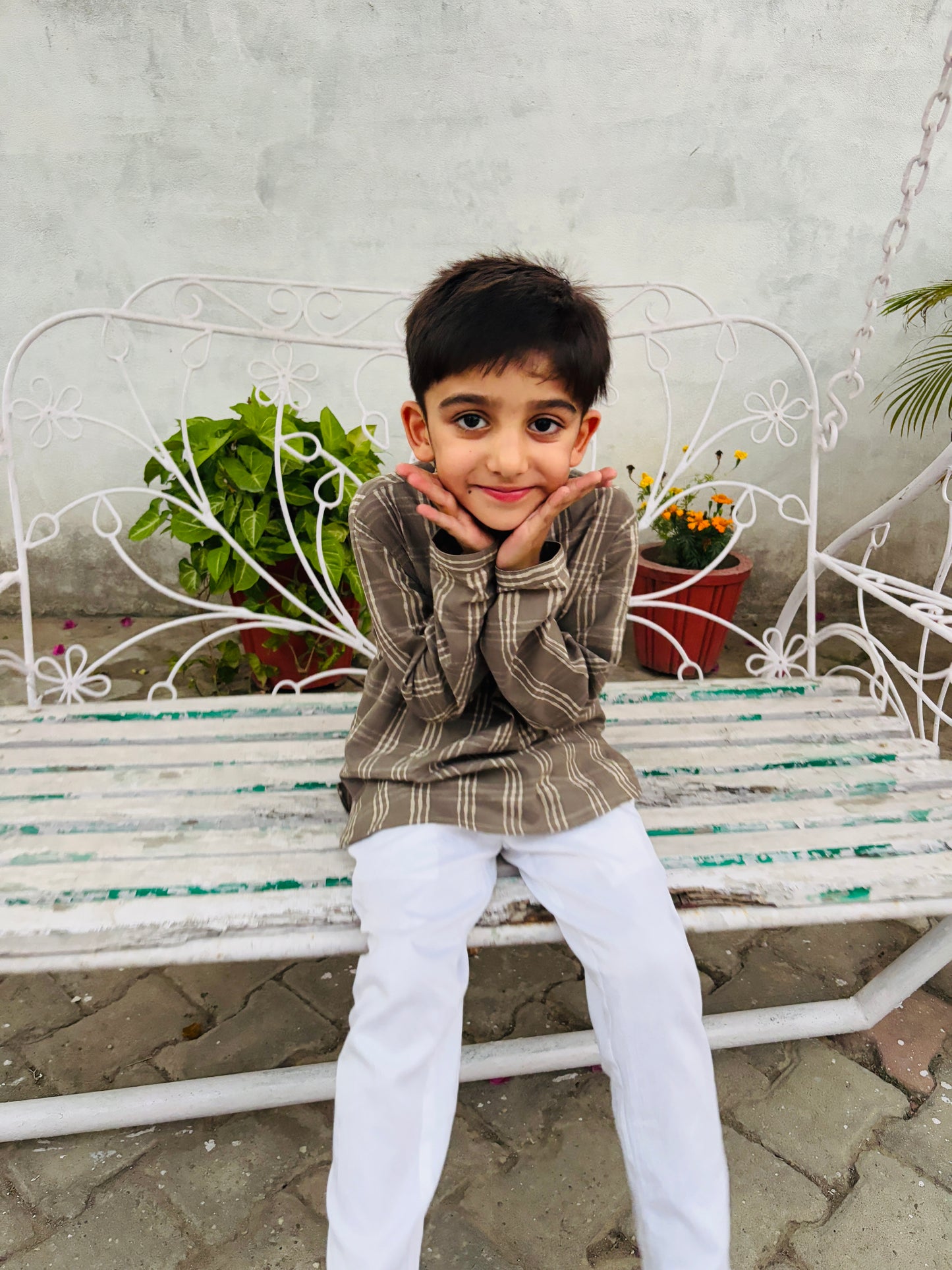 KIDS LOUNGE WEAR SET EARTHY STRIPES