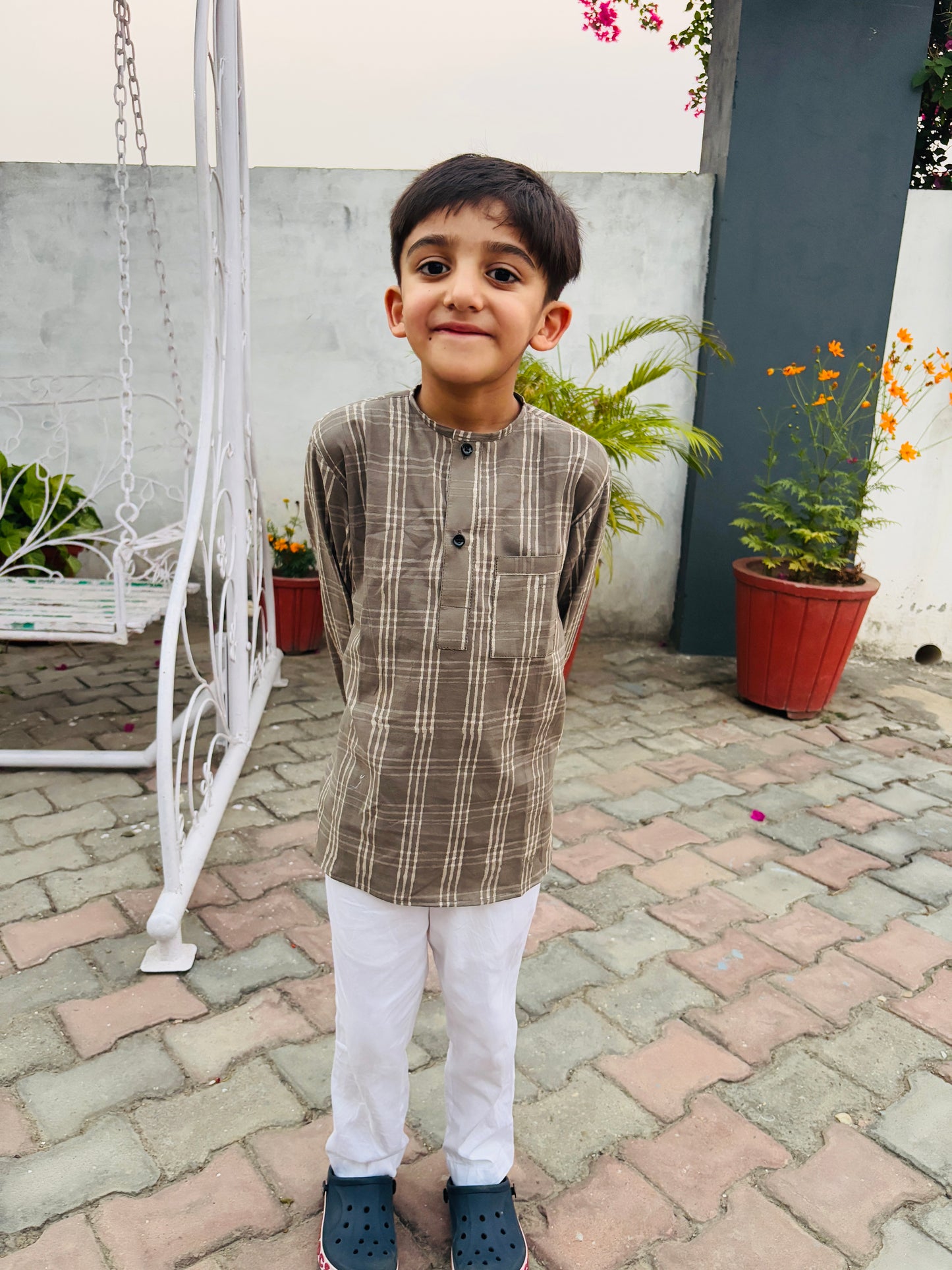 KIDS LOUNGE WEAR SET EARTHY STRIPES