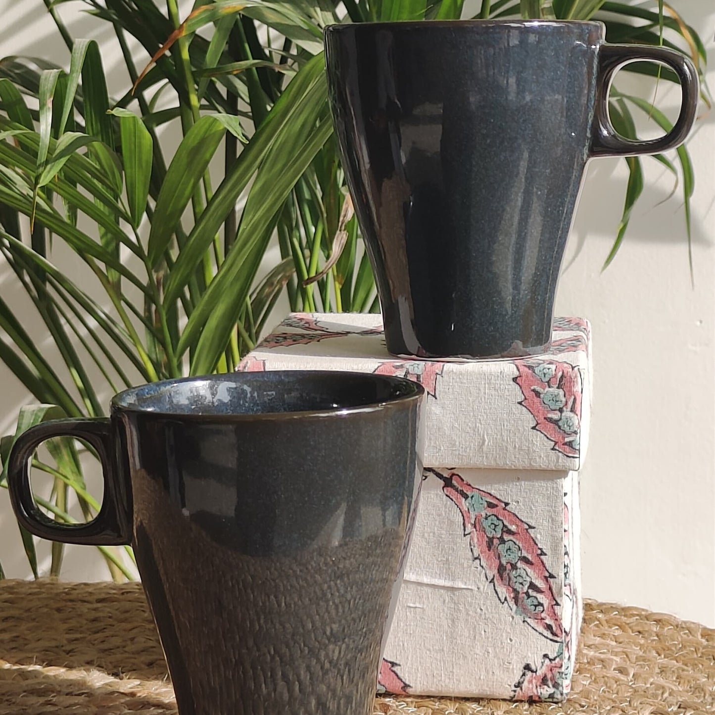 Rozana Porcelain Coffee Mug (Teal) Set of 2 Mug