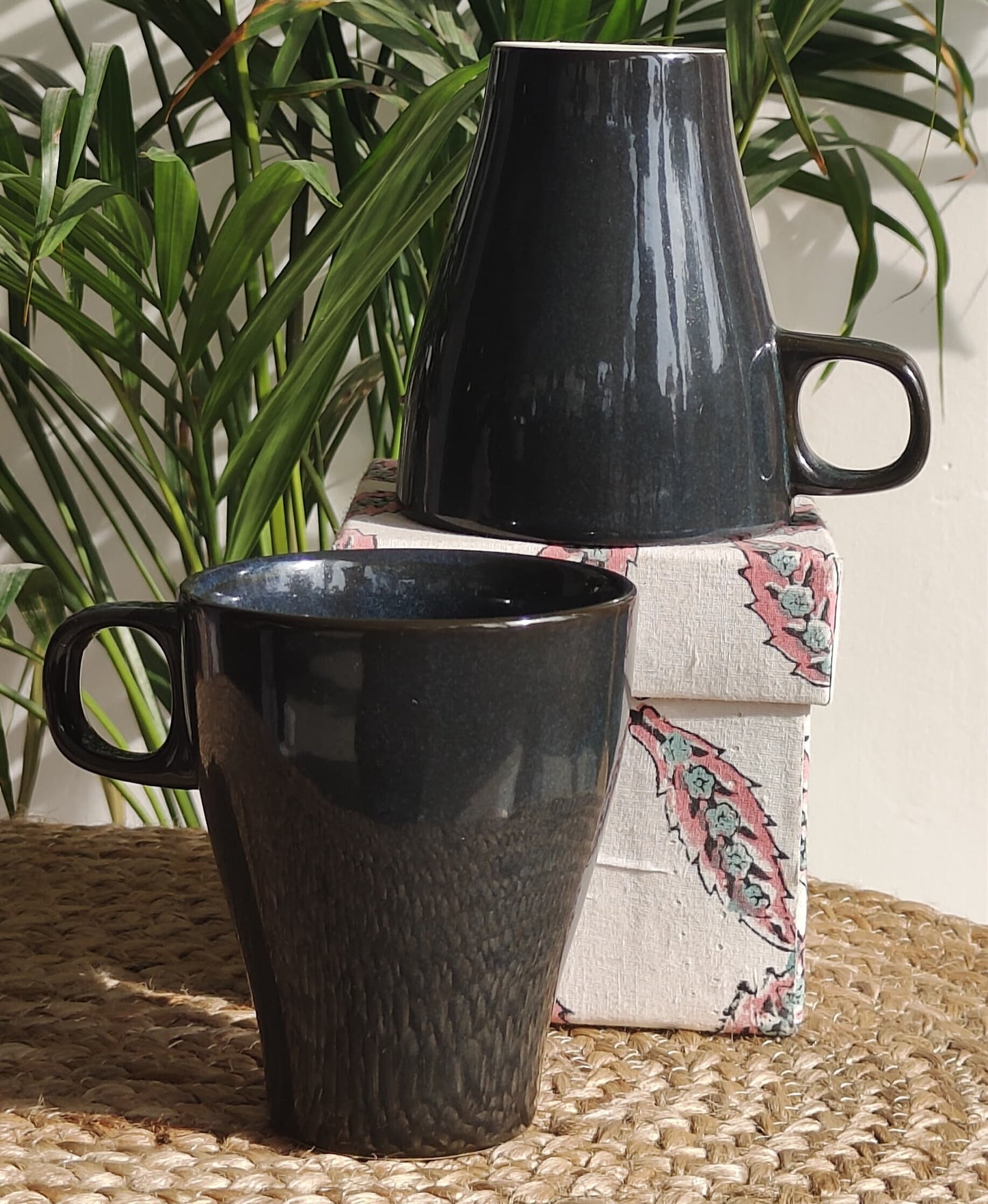 Rozana Porcelain Coffee Mug (Teal) Set of 2 Mug