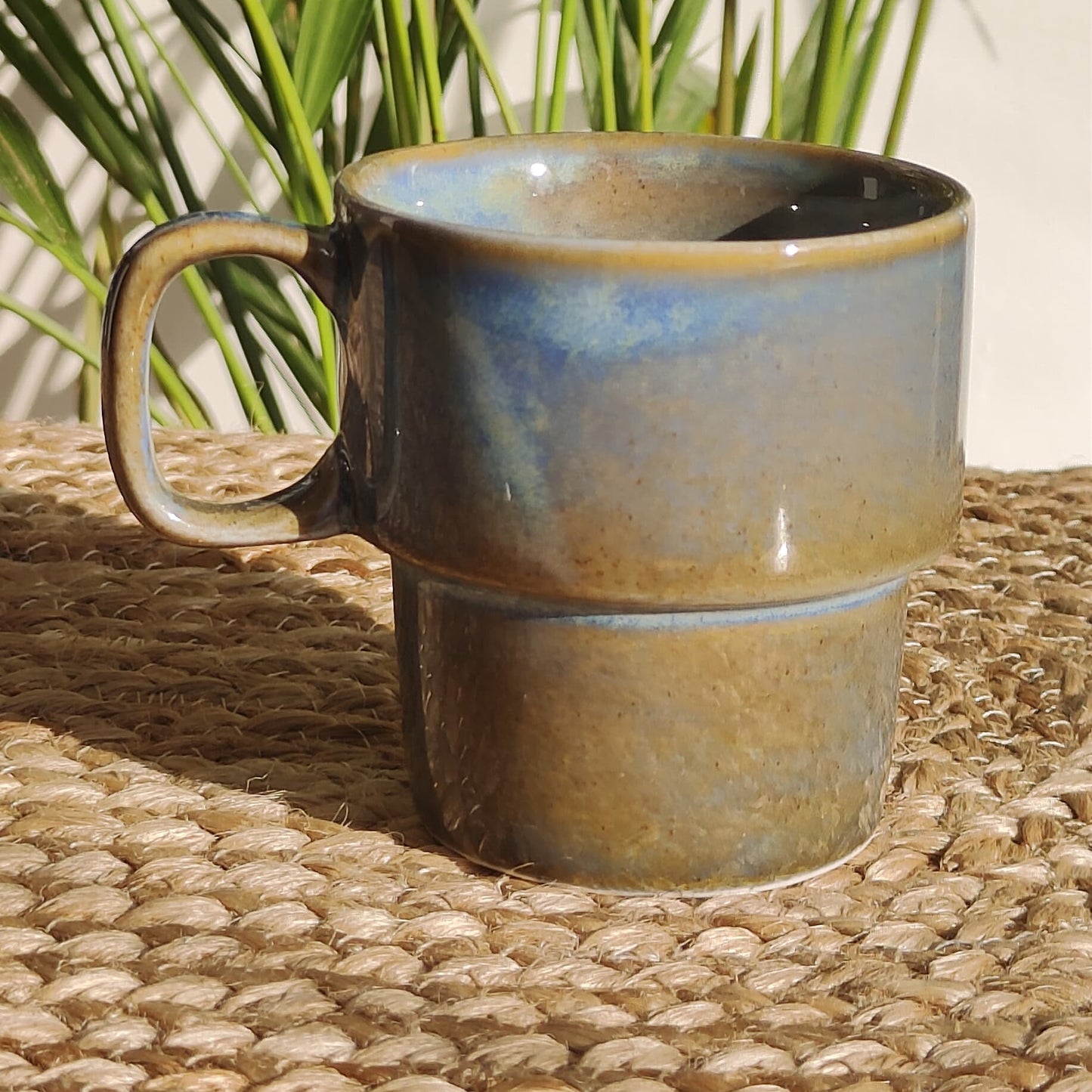 Stackable Porcelain Mugs (Teal & Brown)