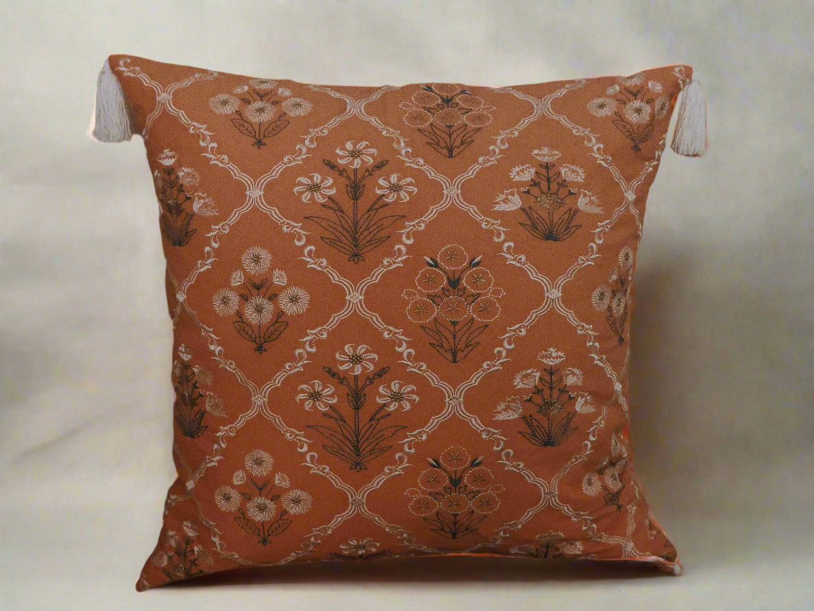ROYAL ORANGE EMBROIDERY CUSHION COVER