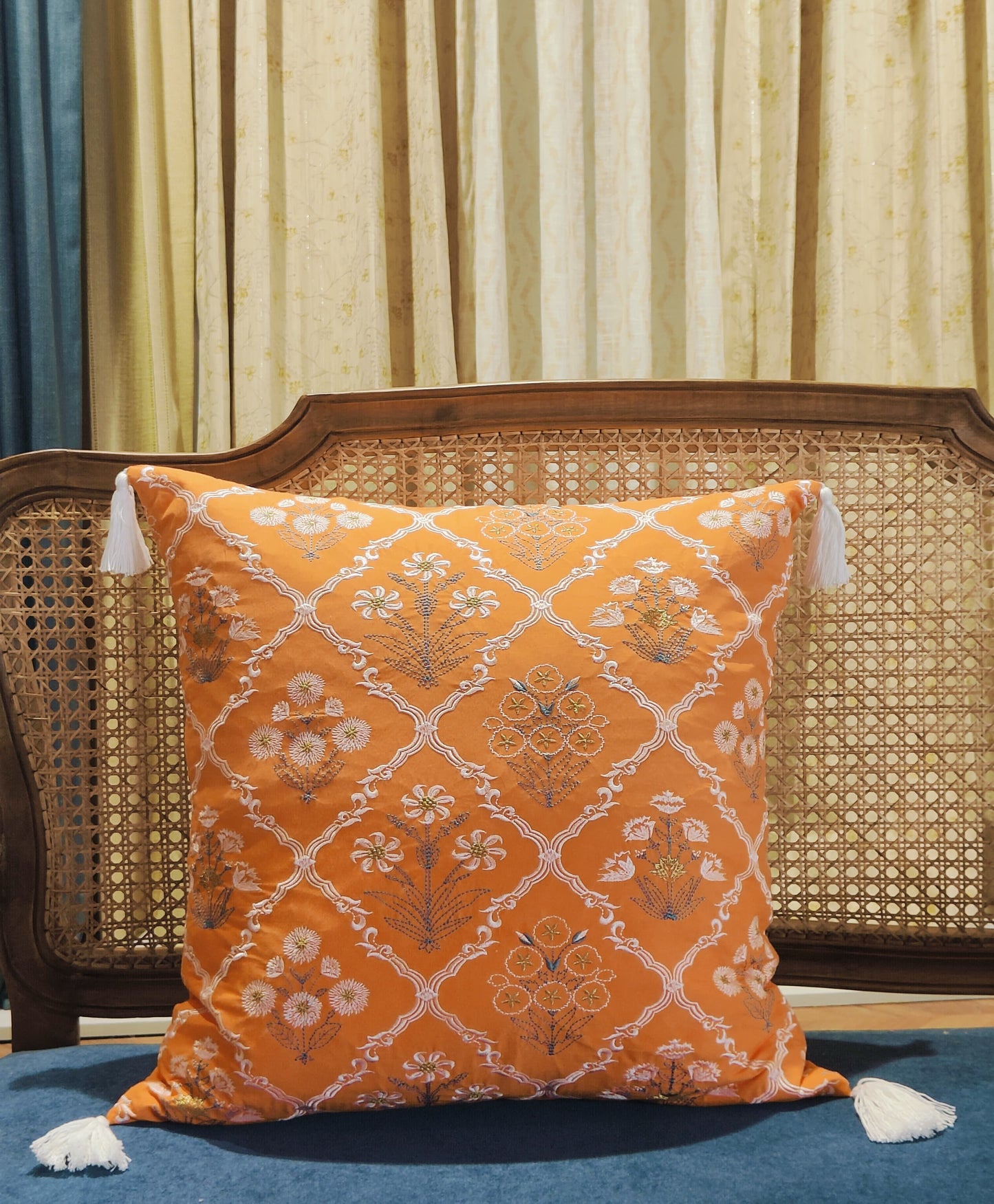 ROYAL ORANGE EMBROIDERY CUSHION COVER