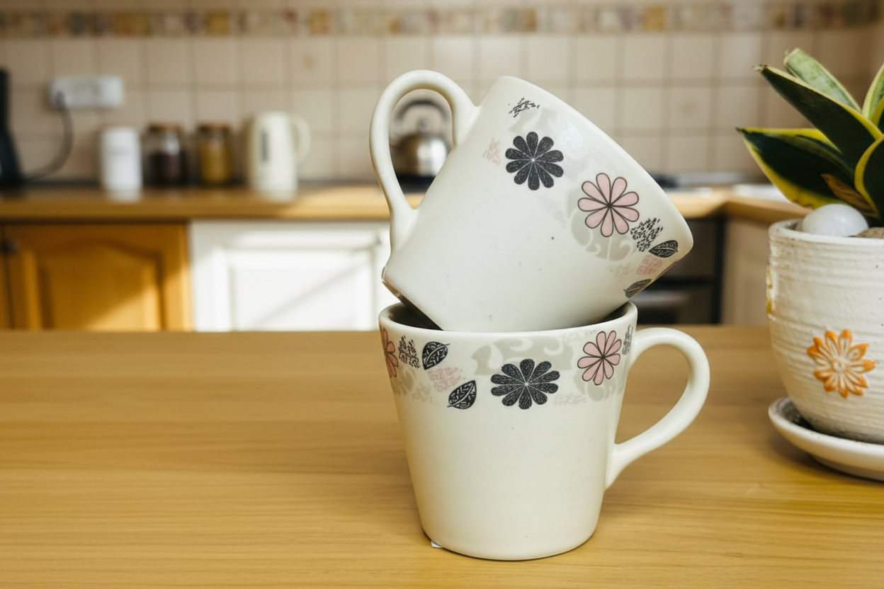 Tea Cup Border Floral S/6