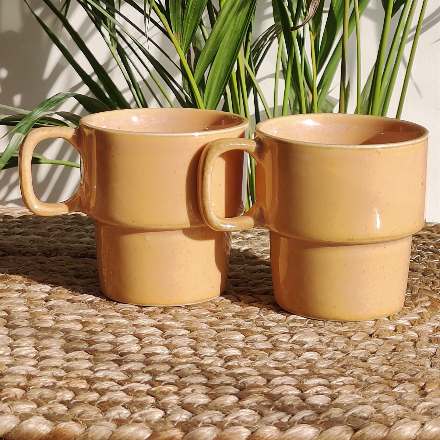 Stackable Porcelain Tea Cup (Peach) set of 4