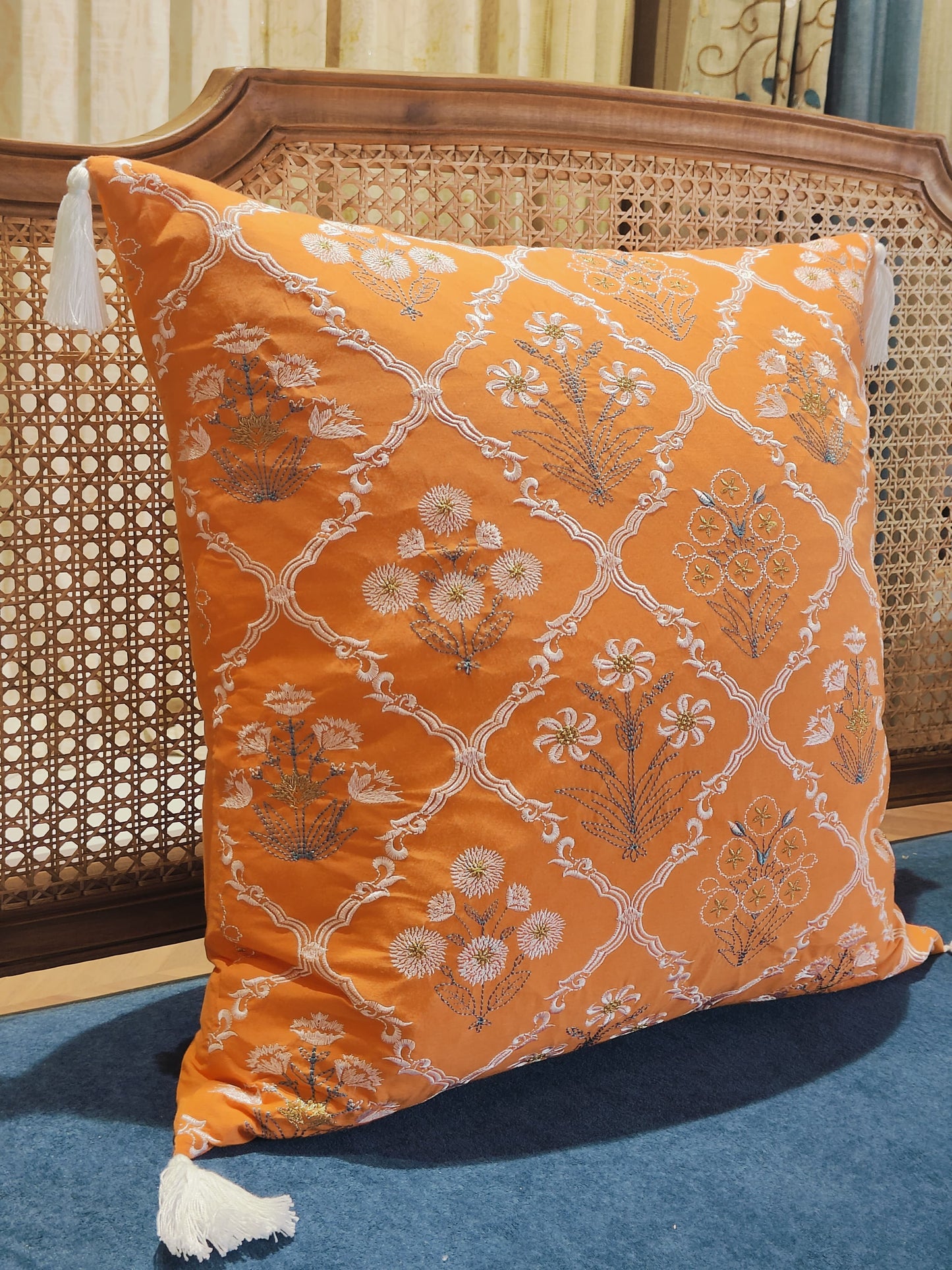ROYAL ORANGE EMBROIDERY CUSHION COVER