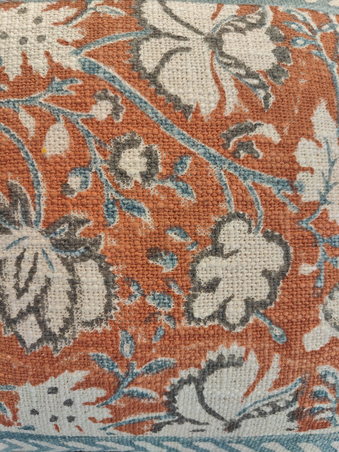 BLOCKPRINTED RUST GREY CUSHION COVER
