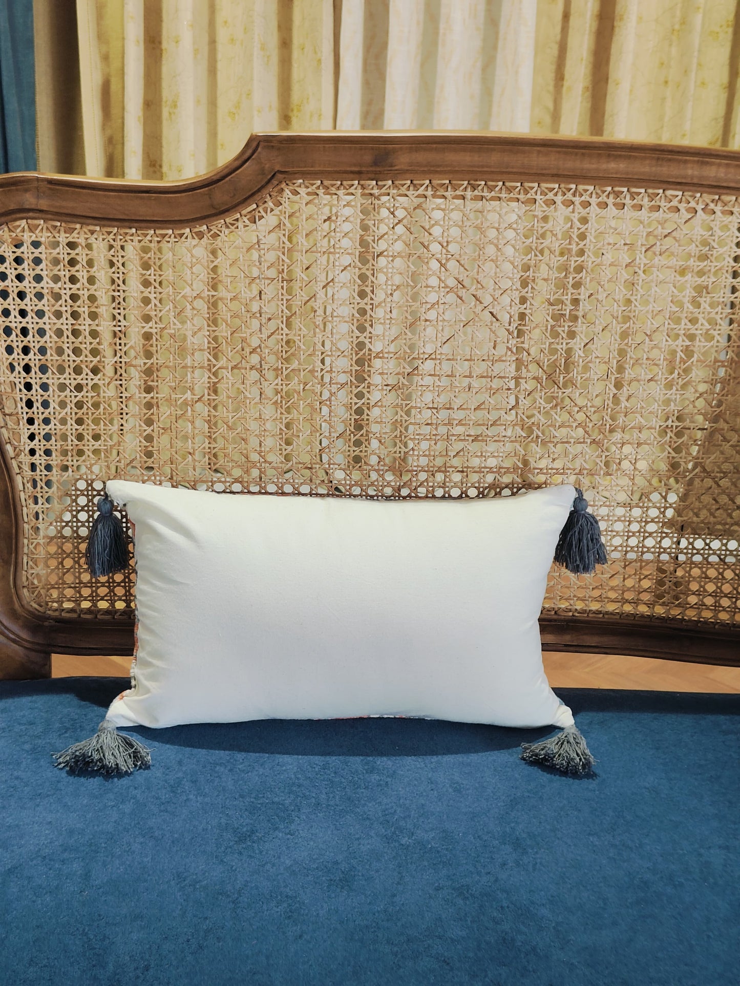 BLOCKPRINTED RUST GREY CUSHION COVER