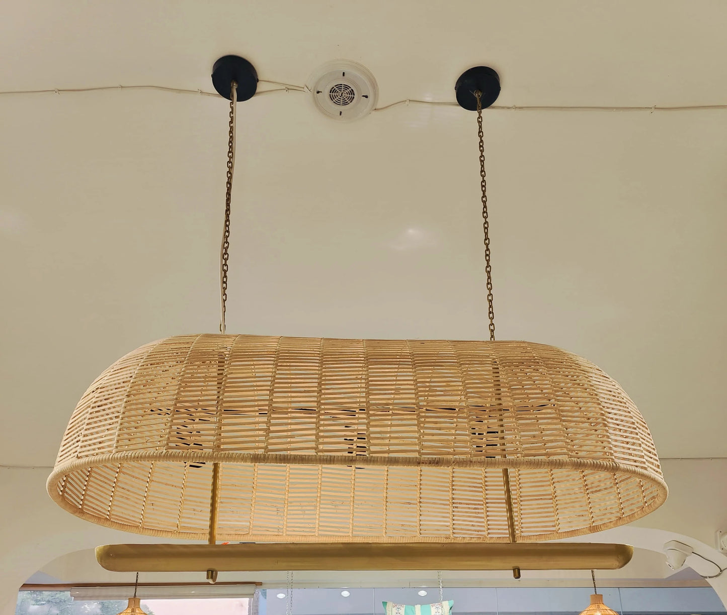 Large Oval Rattan Ceiling Light