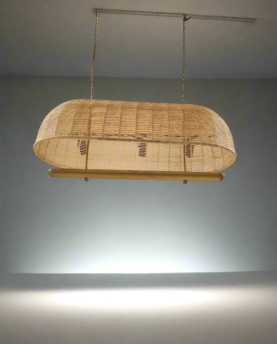Large Oval Rattan Ceiling Light