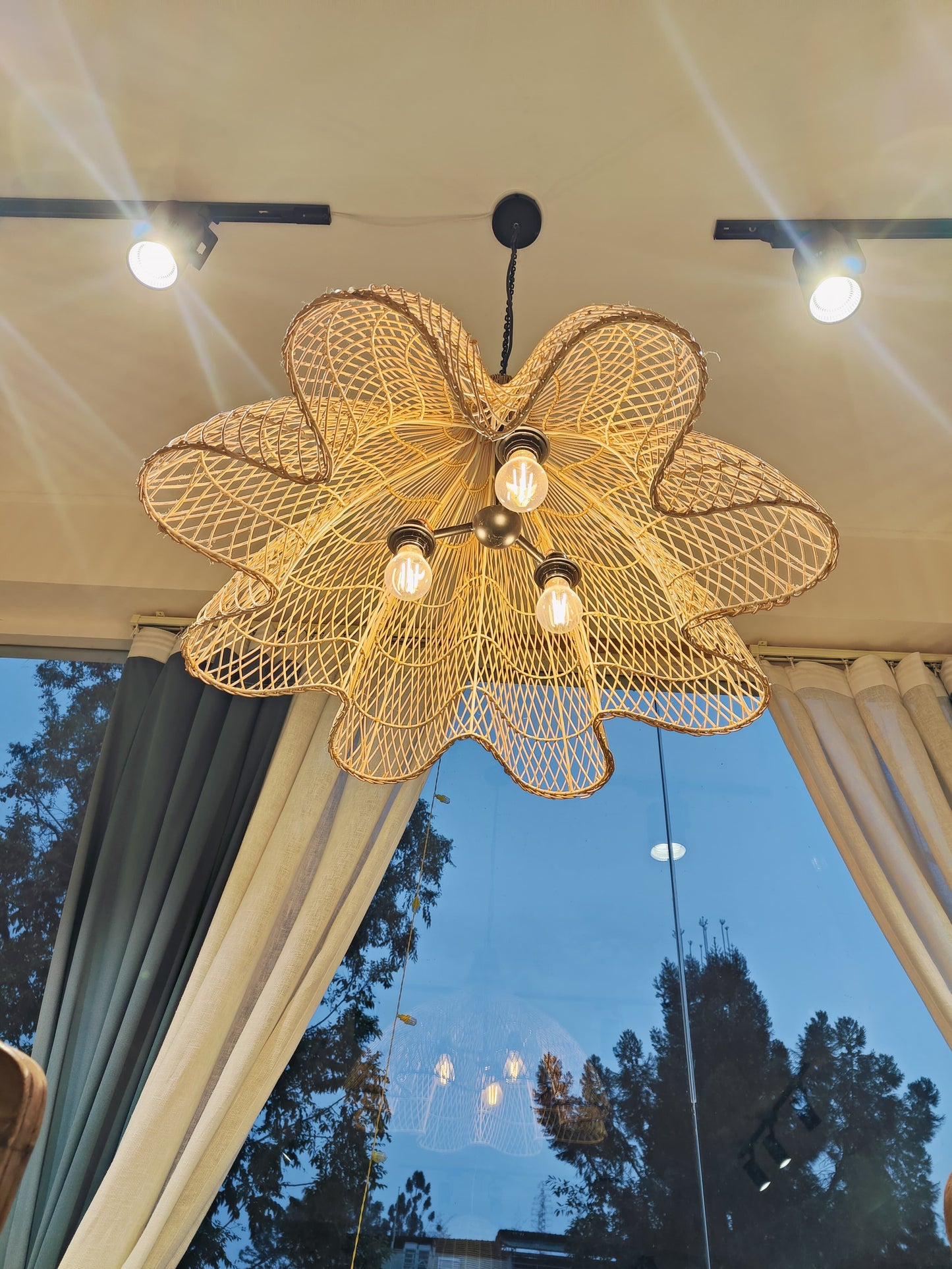 Large Woven Dome Rattan Pendant Light