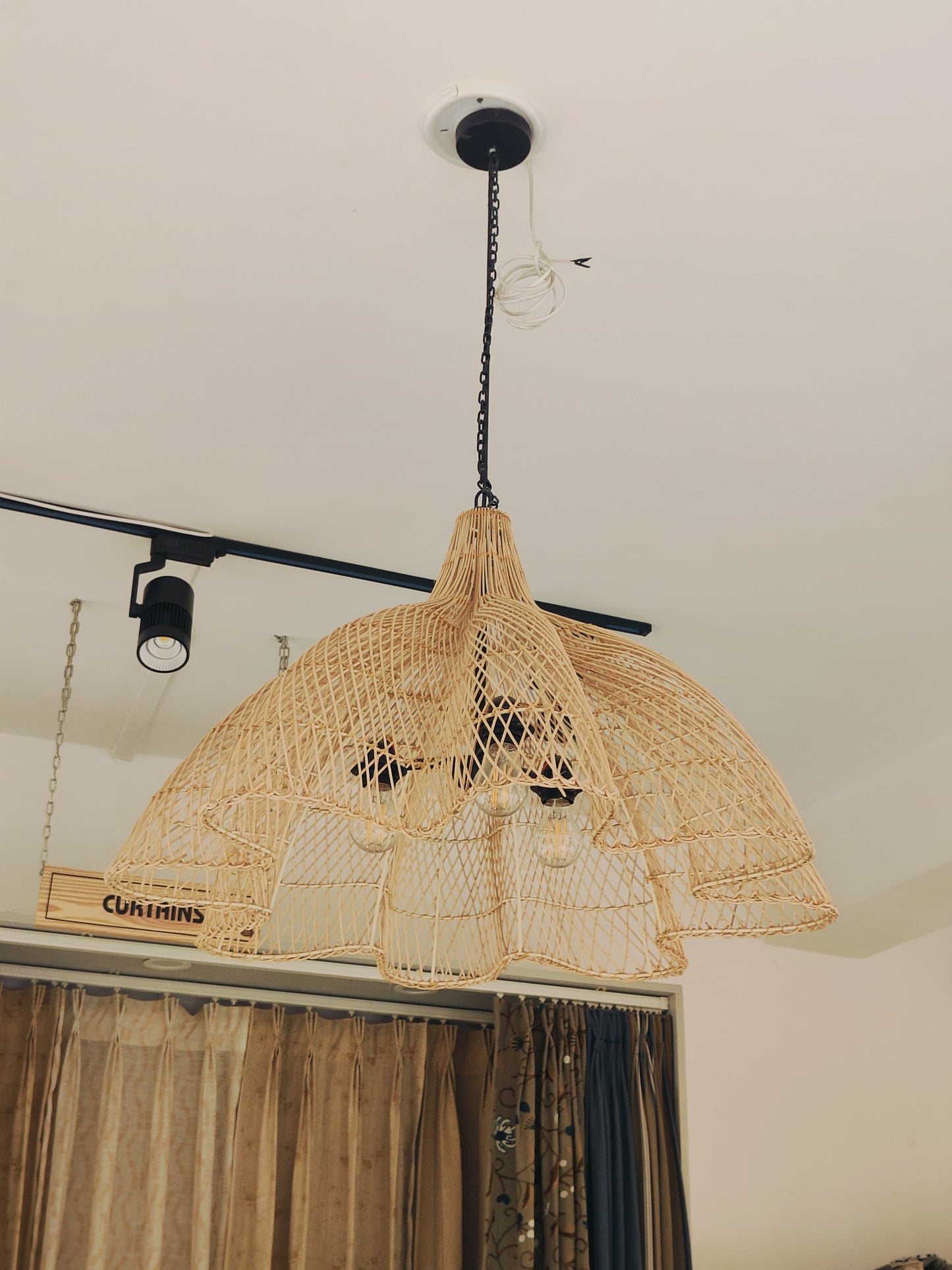 Large Woven Dome Rattan Pendant Light