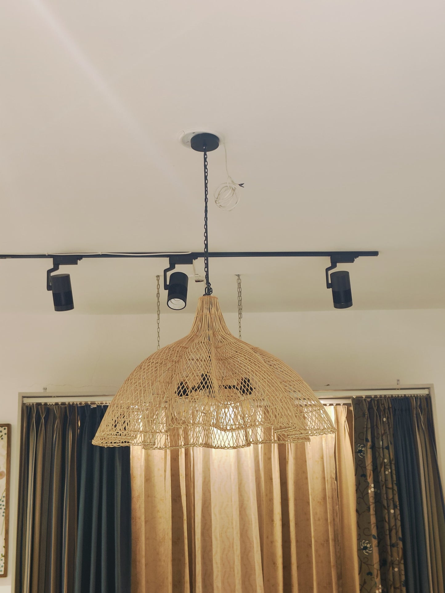 Large Woven Dome Rattan Pendant Light