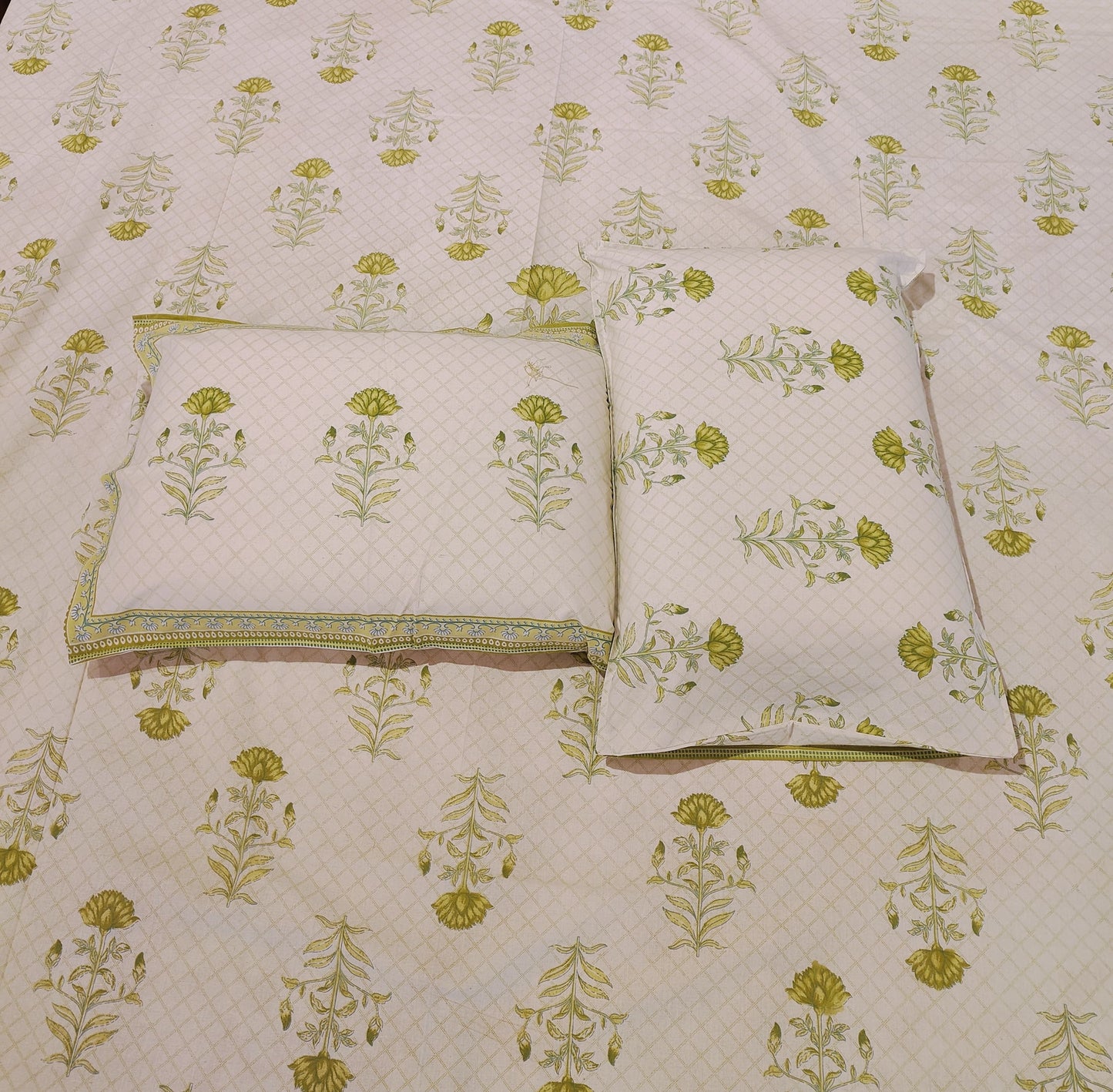 Olive Bloom Cotton Bedsheet Set
