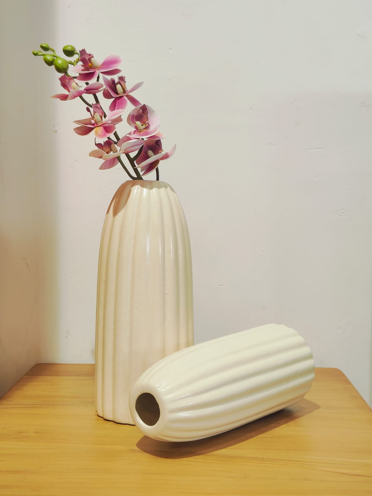 SET OF 2 VASE CERAMIC STRIPES