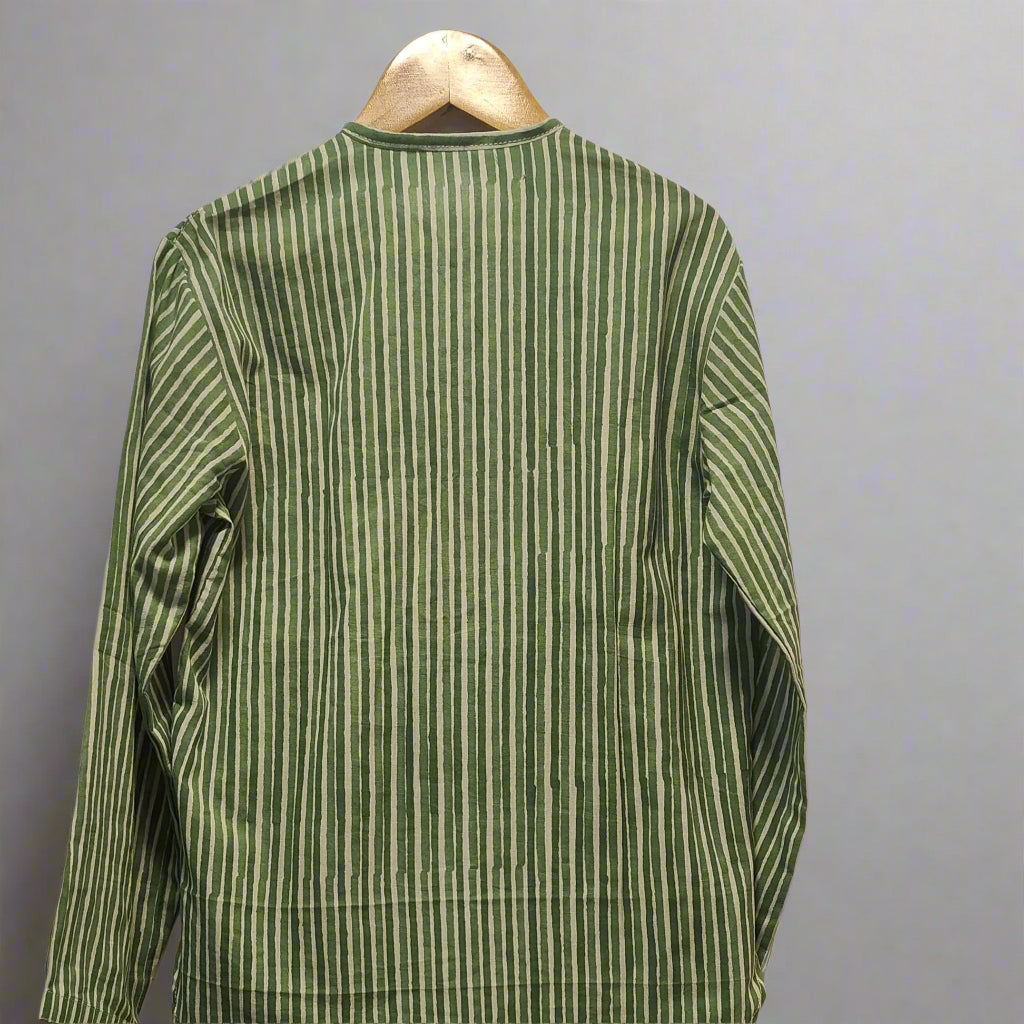 KIDS LOUNGE WEAR SET GREEN STRIPES
