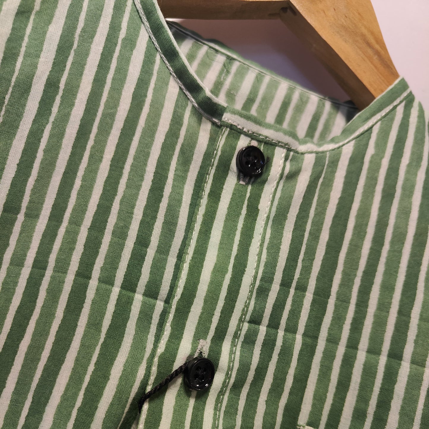 KIDS LOUNGE WEAR SET GREEN STRIPES