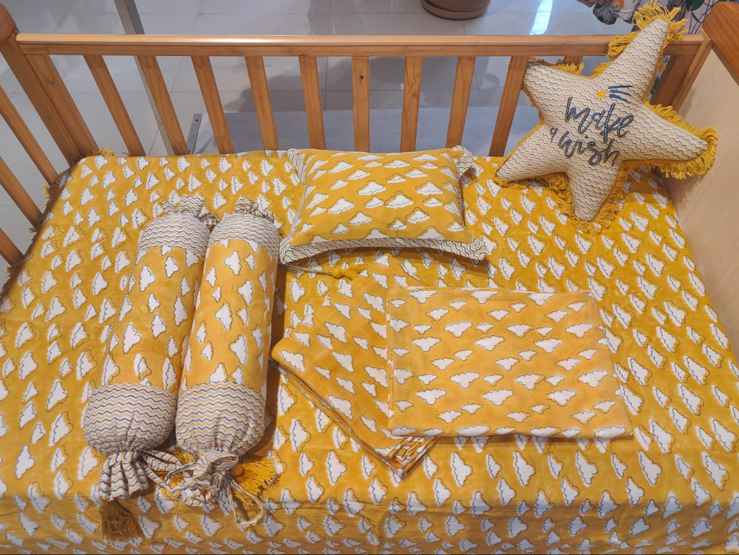 Yellow Cloud Baby Bedding Set