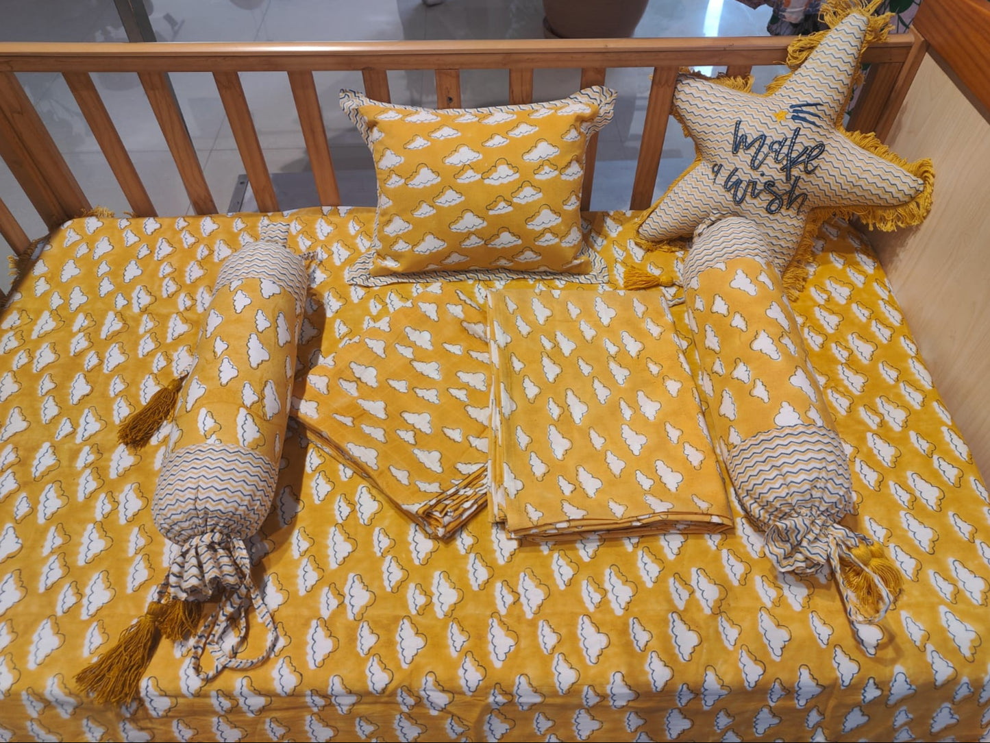 Yellow Cloud Baby Bedding Set
