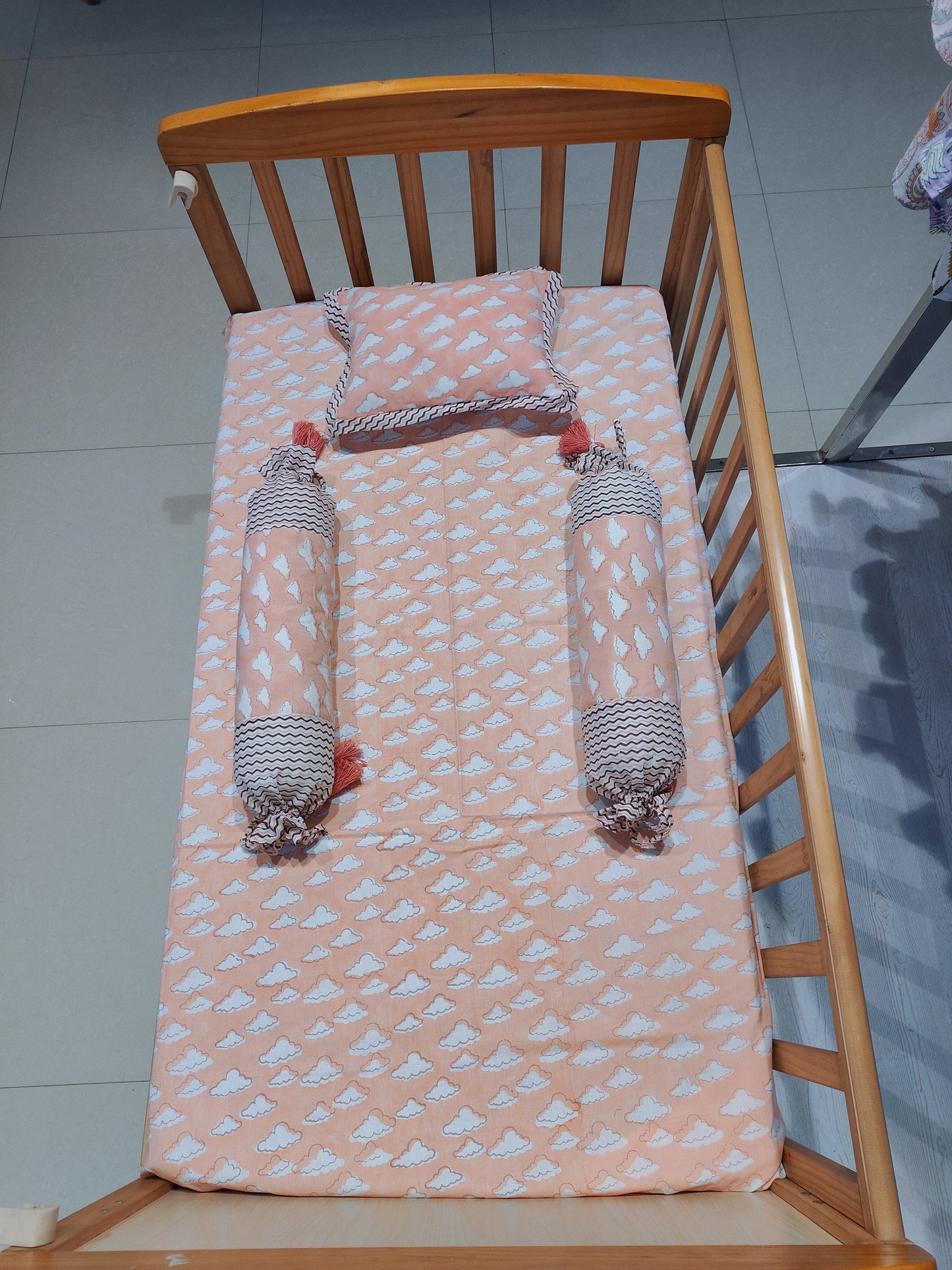 Pink Clouds Baby Bedding Set – 5 Pieces