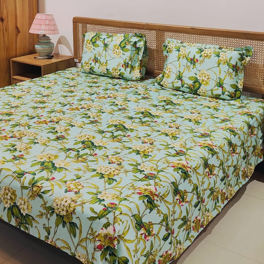 Tropical Bloom Cotton Bedsheet Set
