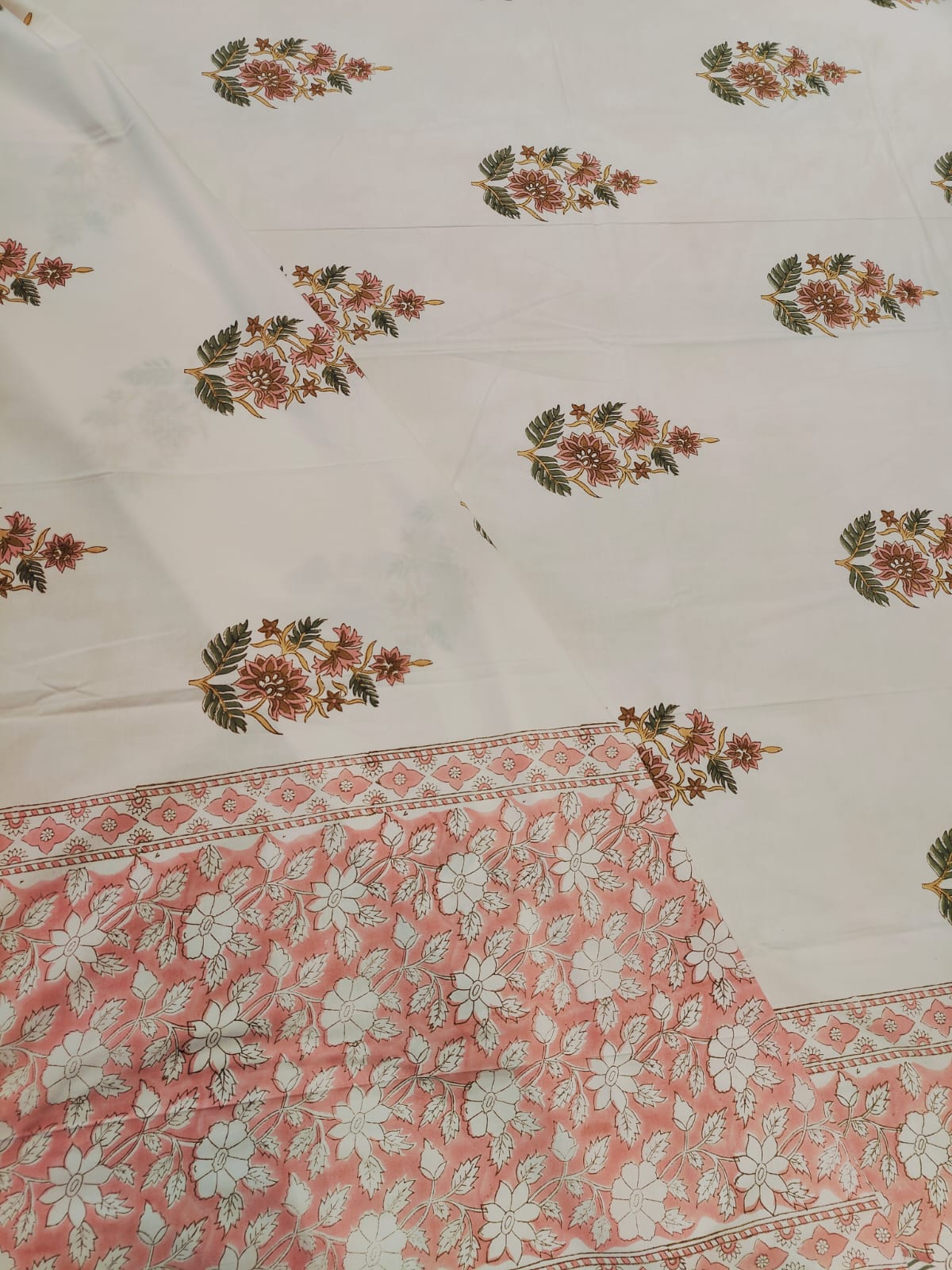 Hand Block Printed Floral Cotton Bedsheet Set