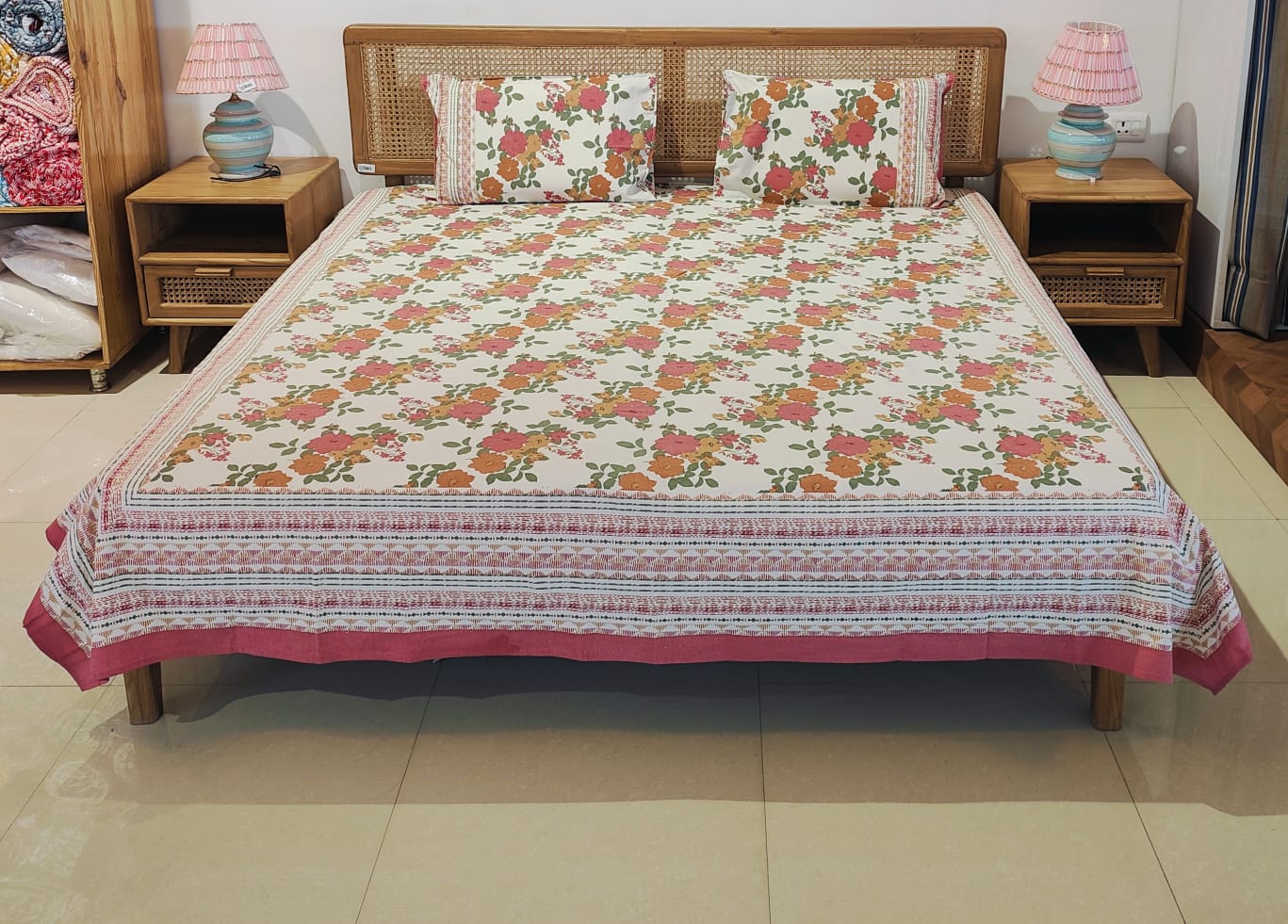 Floral Print Cotton Bedsheet Set