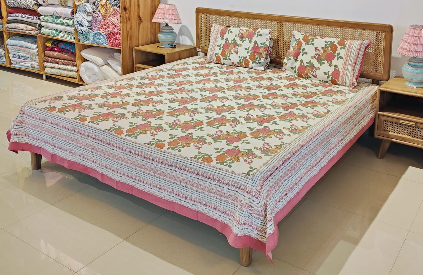 Floral Print Cotton Bedsheet Set