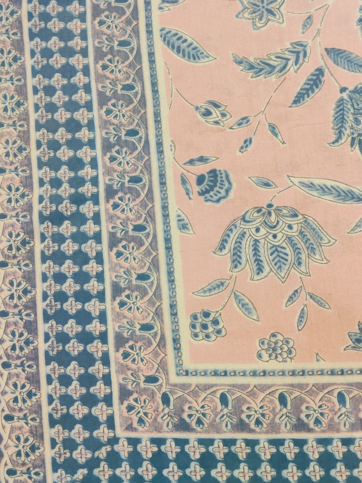 Pink & Blue Floral Cotton Bedsheet Set
