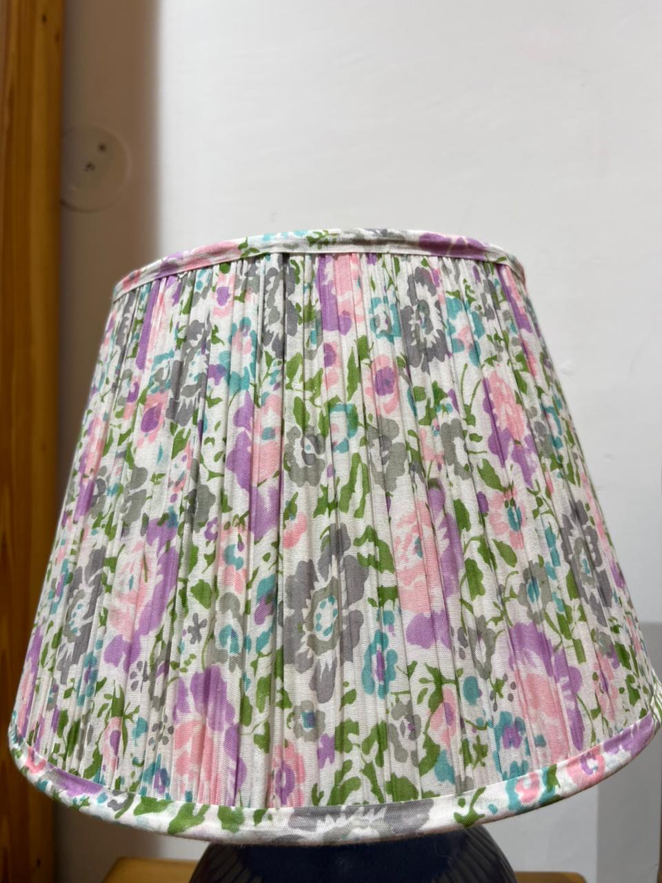 Block Printed Pleated Lamp Shade - Floral Whisper