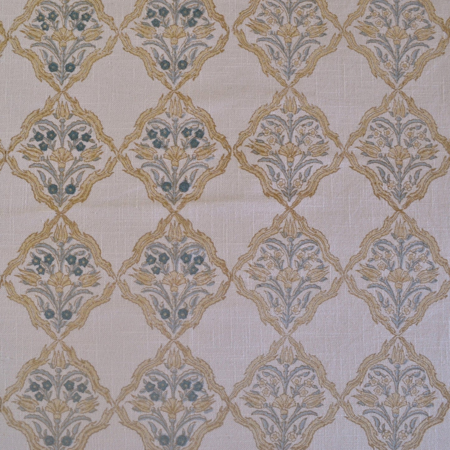 Moroccan Block Printed Cotton Bedcover-Yellow