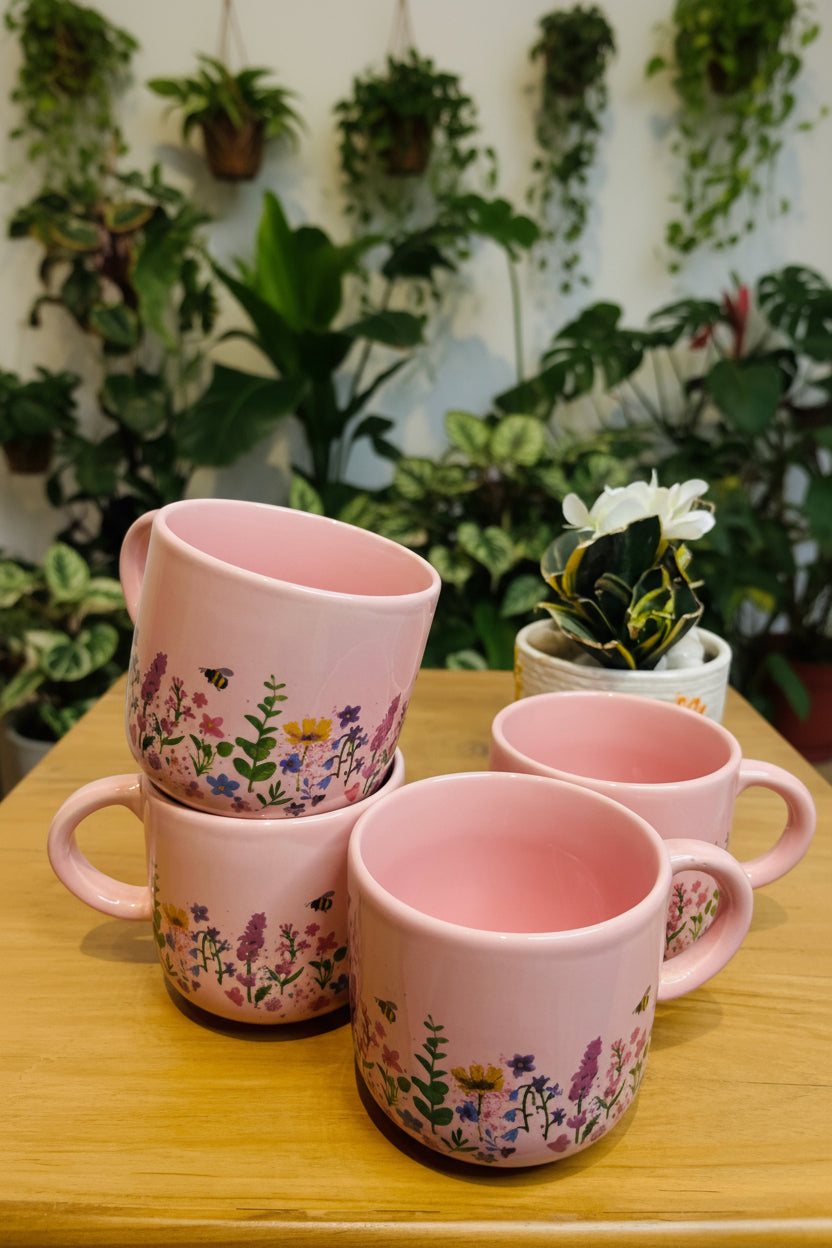 Pink floral mug