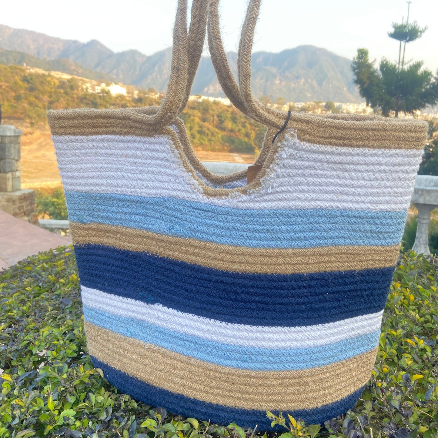 Jute Bag Blue Stripes