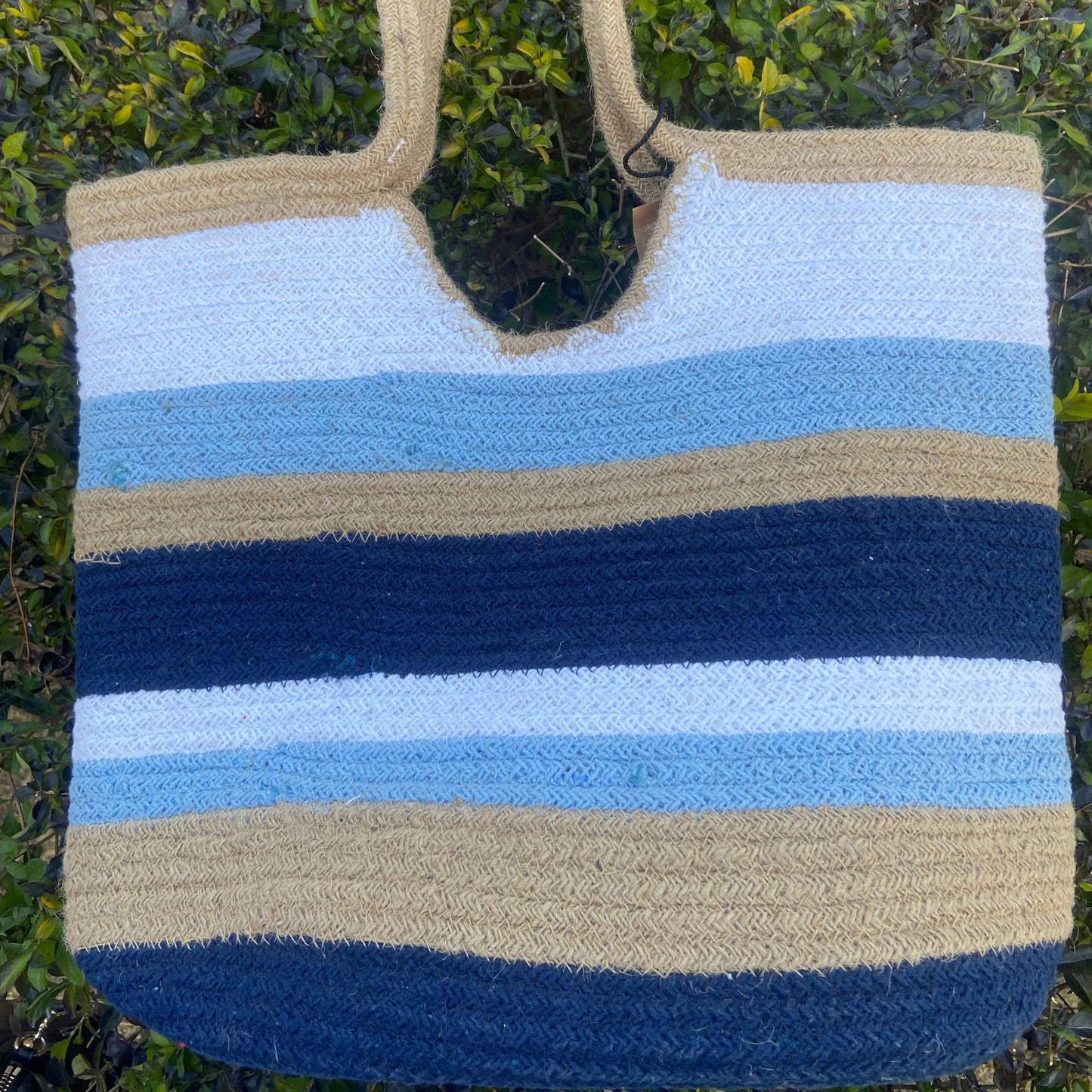 Jute Bag Blue Stripes