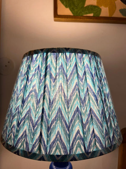 Block Printed pleated shade - Blue Breeze